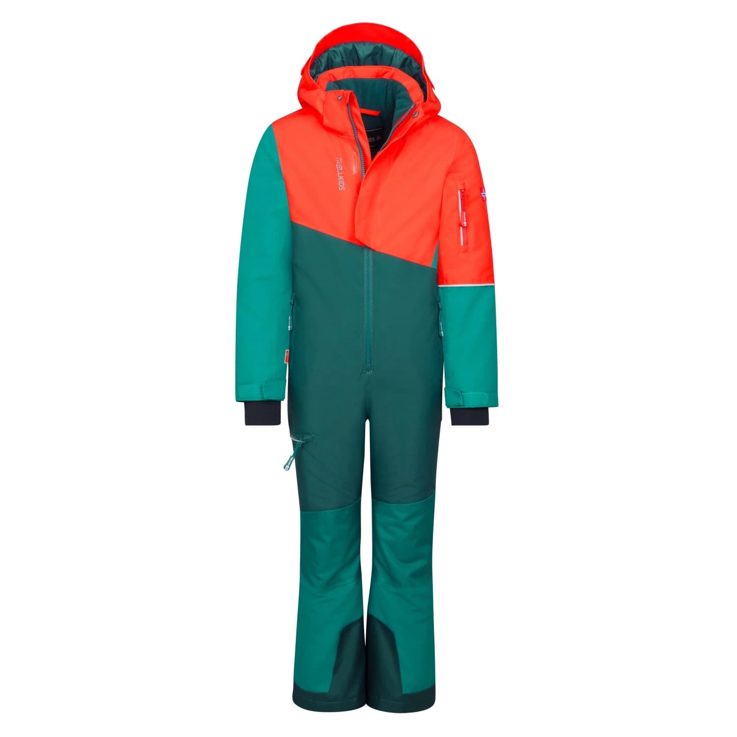 Детска грейка Trollkids Kid's Hallingdal Snowsuit Overall - Chili Red / Midnight Petrol