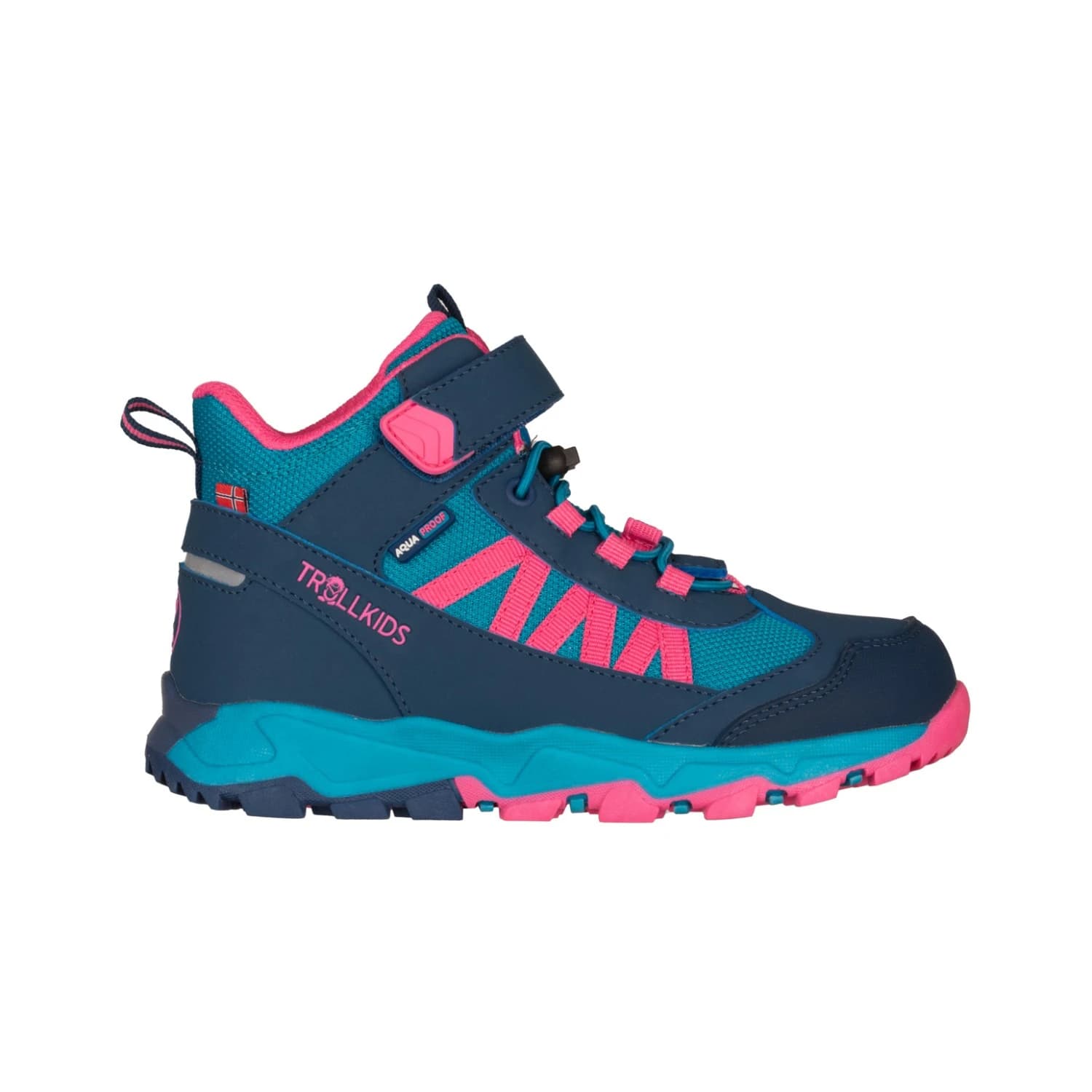 Детски туристически обувки Trollkids Kid's Tronfjell Hiker Mid Walking boots - Dark Turquoise / Light Magenta