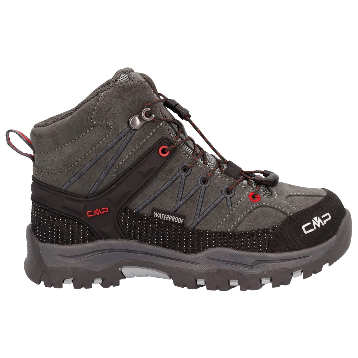 Детски туристически обувки CMP Kid's Rigel Mid Trekking Shoes Waterproof Walking boots - Grey / Ferrari