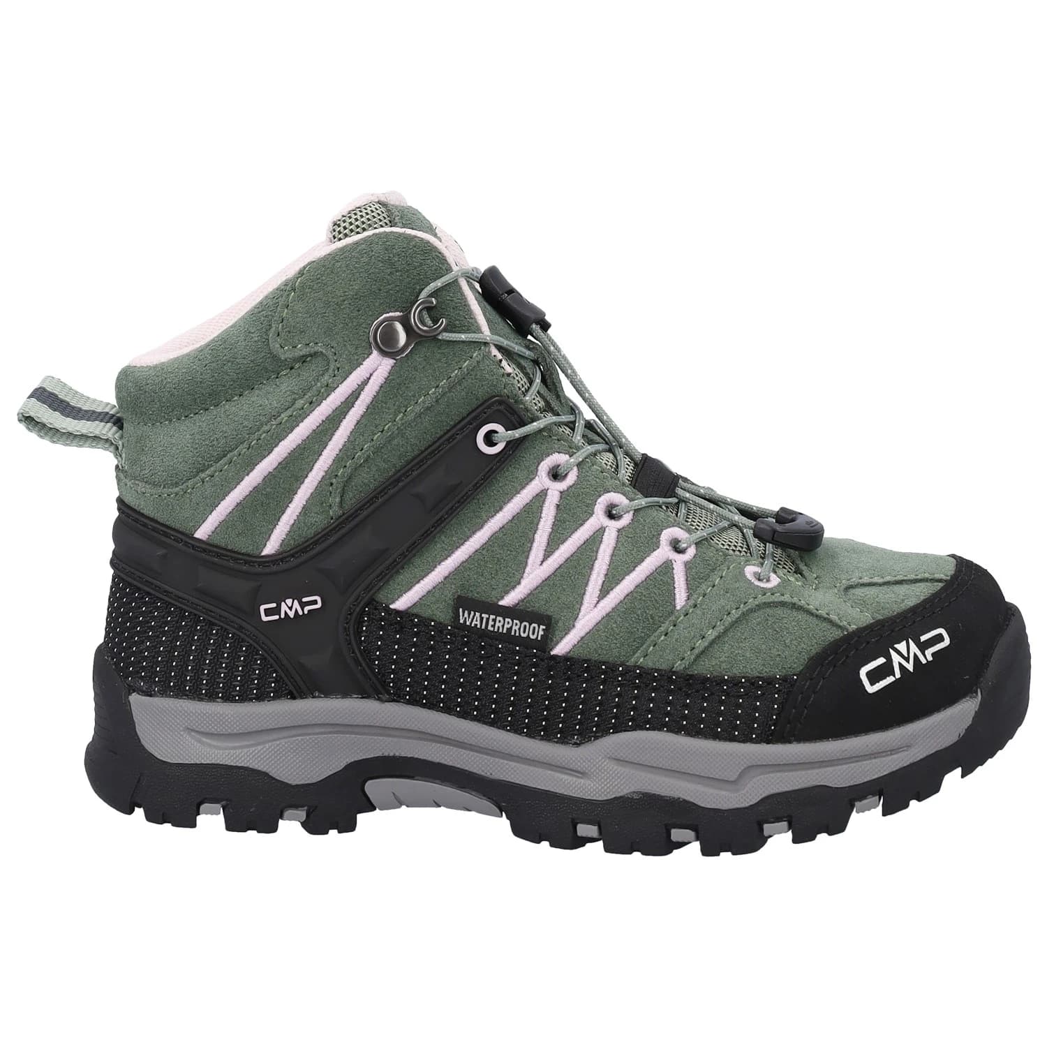 Детски туристически обувки CMP Kid's Rigel Mid Trekking Shoes Waterproof Walking boots - Green Tea / Soft Pink