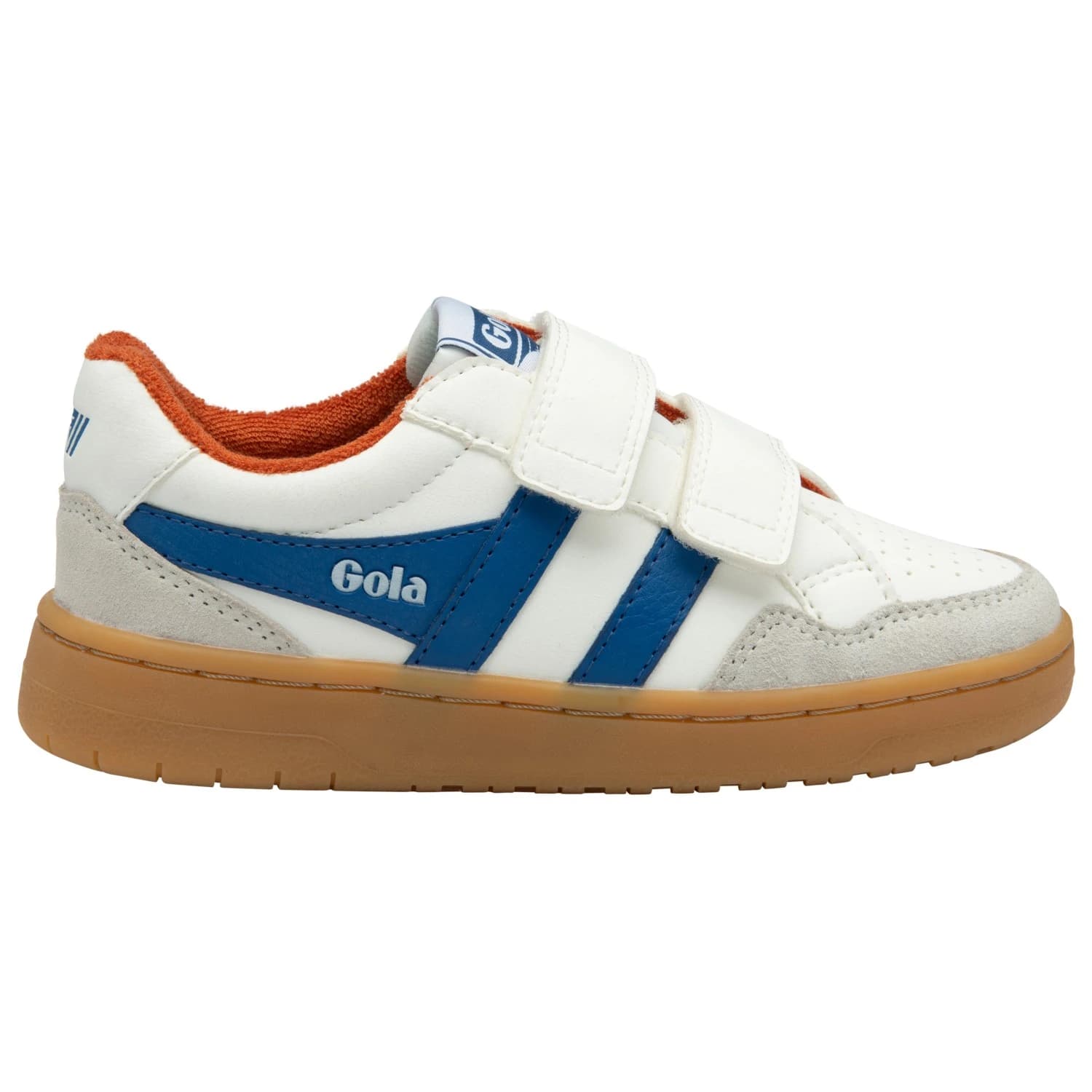 Детски маратонки Gola Kid's Eagle Strap Sneakers - White / Marine Blue / Moody Orange