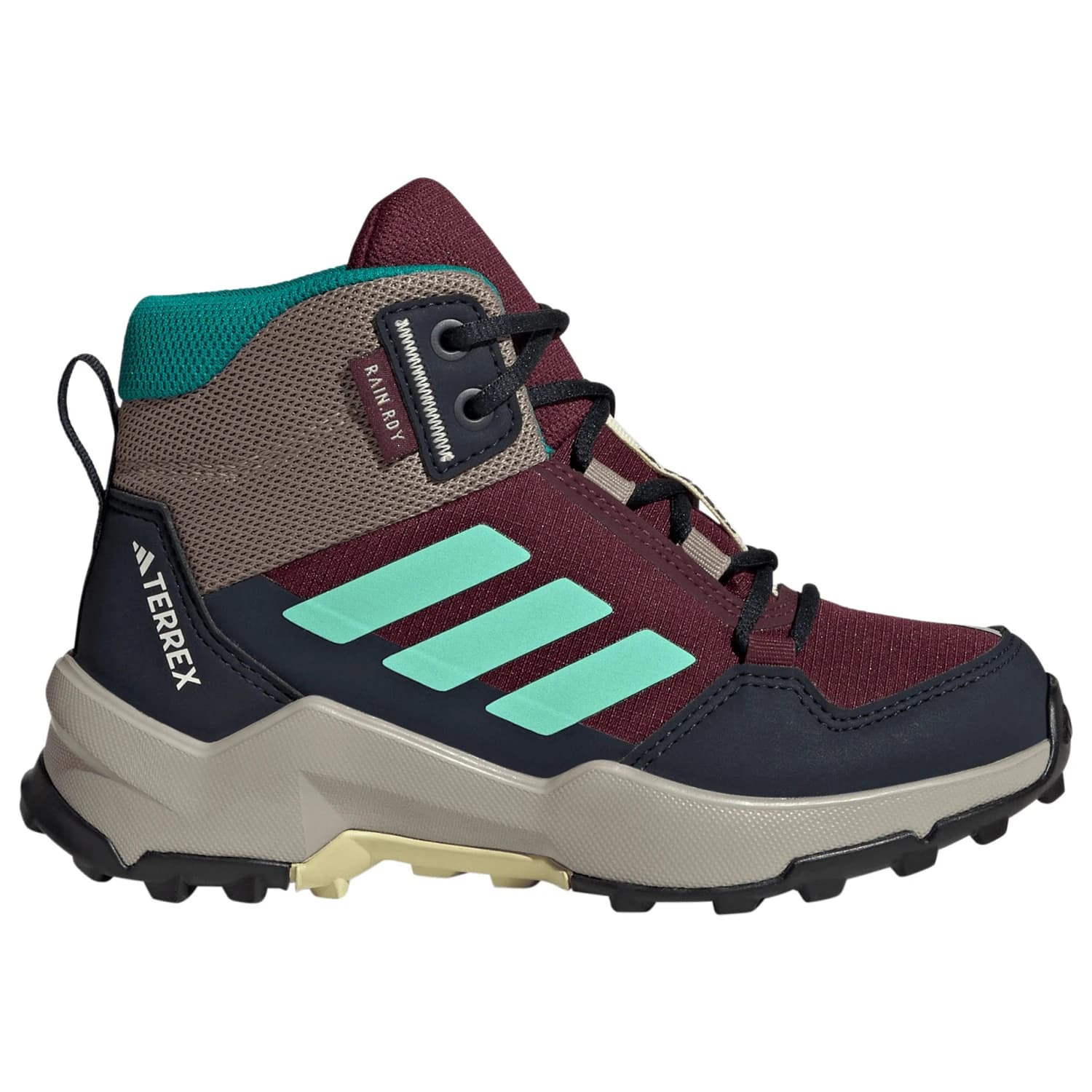 Детски туристически обувки adidas Terrex Kid's Terrex AX4R Rain.RDY Mid Walking boots - Maroon / Pulse Mint / Chalky Brown