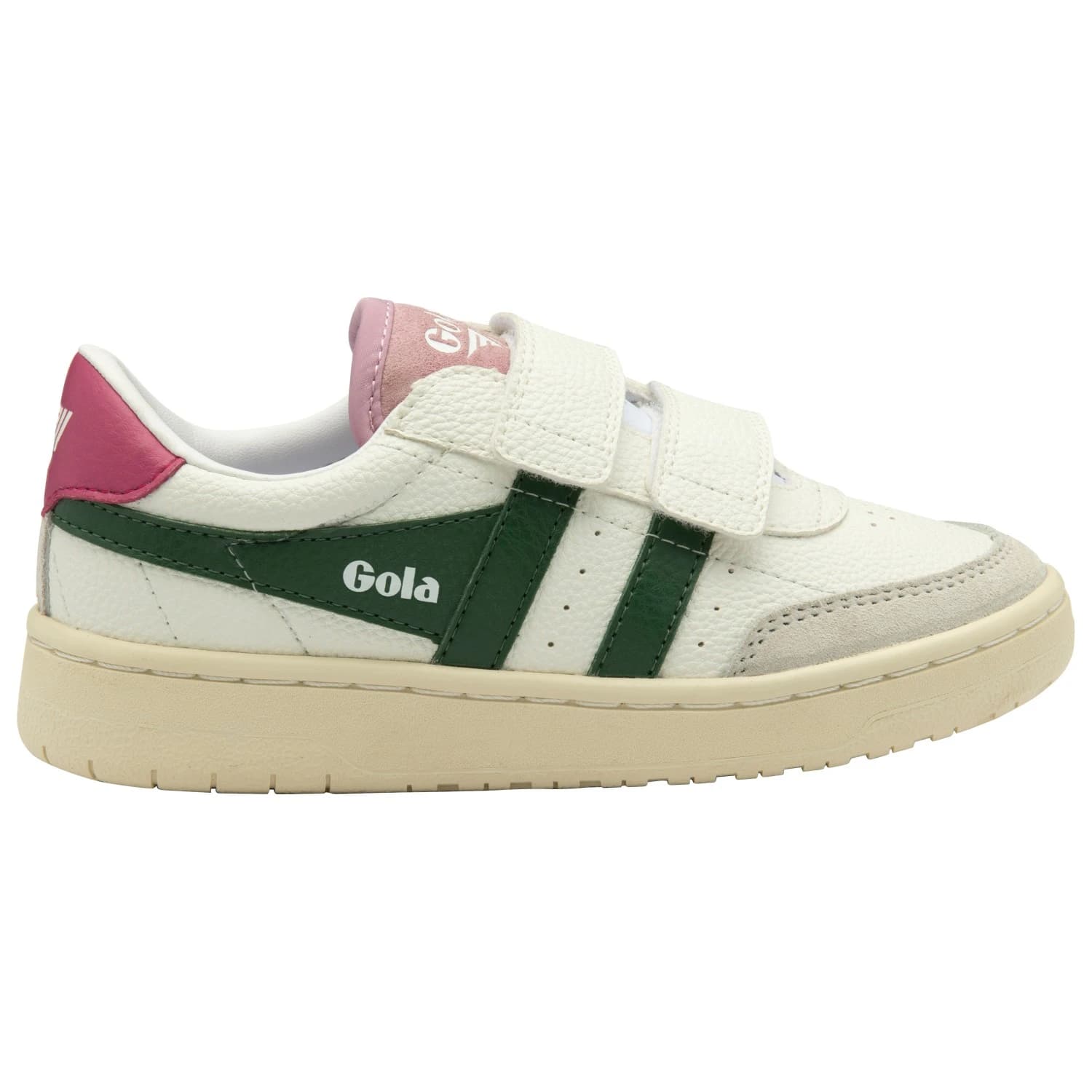 Детски маратонки Gola Kid's Falcon Strap Sneakers - White / Evergreen / Fuchsia