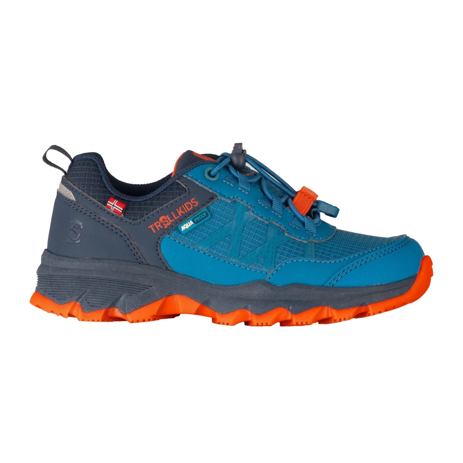 Детски мултиспорт обувки Trollkids Kid's Trolltunga Hiker Low XT Multisport shoes - Atlantic Blue / Glow Orange / Dark Navy