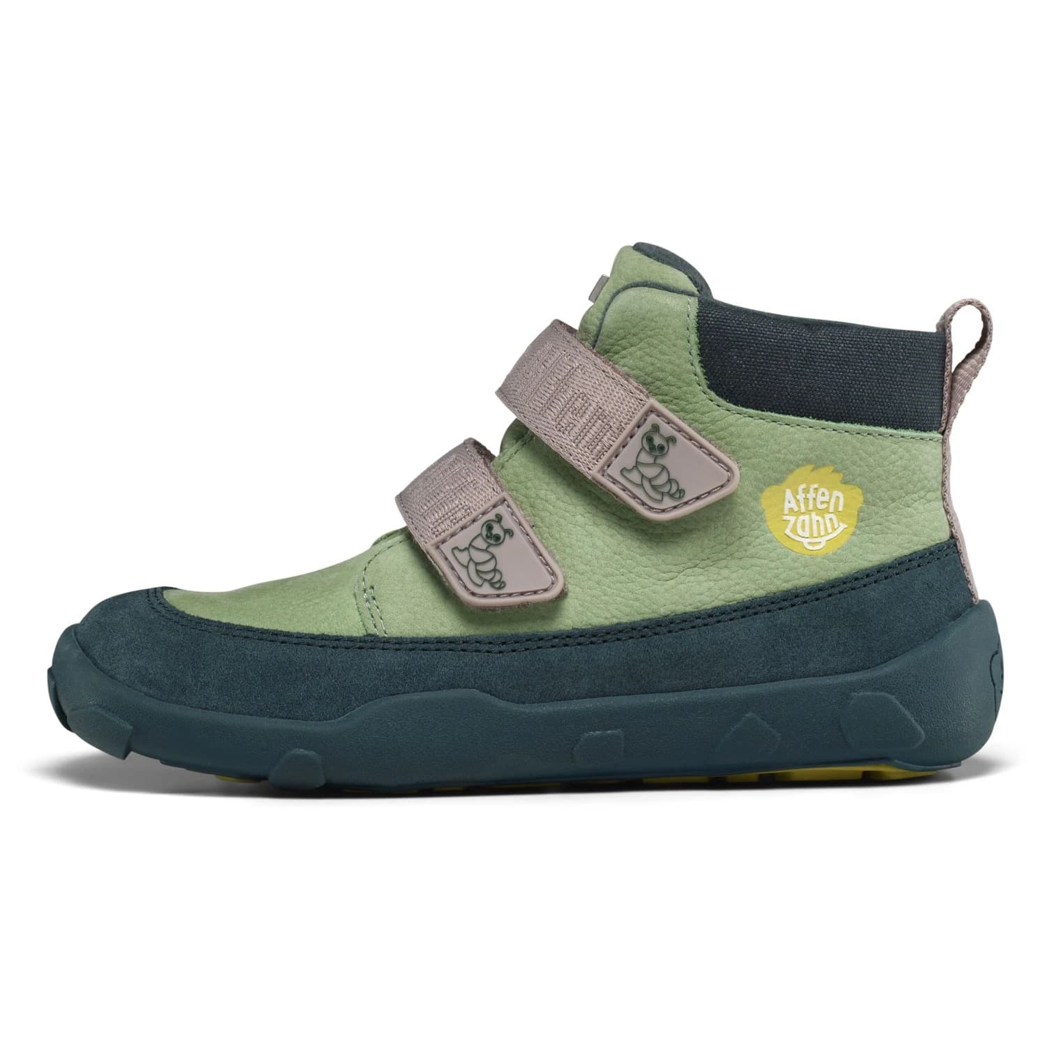 Детски обувки barefoot Affenzahn Kid's Übergangsschuh Leder Friendy Barefoot shoes - Caterpillar / Green / Grey