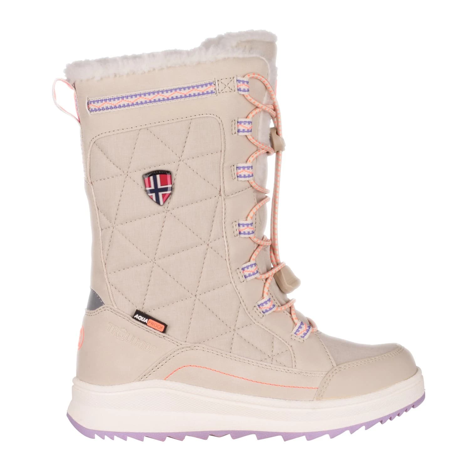 Детски зимни ботуши Trollkids Girl's Arendal Winter Boots Pro Winter boots - Sandstone / Soft Purple / Vivid Orange