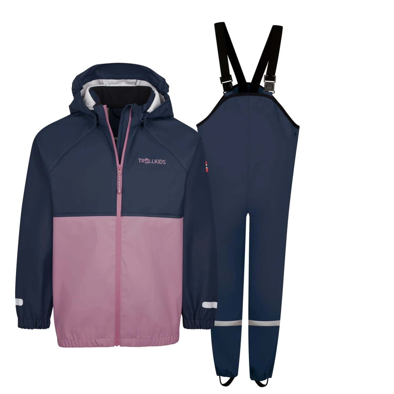 Детска грейка Trollkids Kid's Odda Rain Set XT Overall - Mauve / Navy
