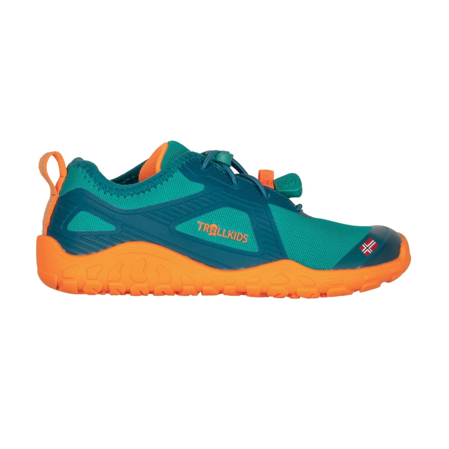 Детски обувки barefoot Trollkids Kid's Skanden Barefoot Hiker Barefoot shoes - Sea Green / Lagoon Green / Sahara Sunset