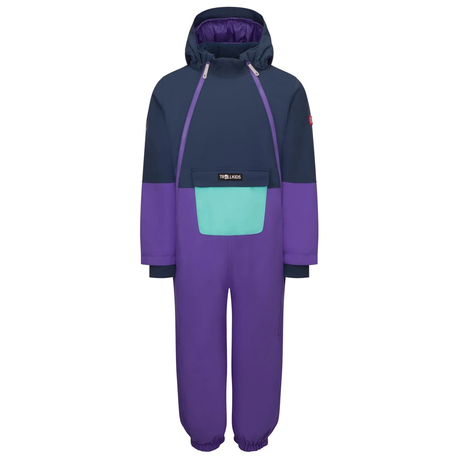 Детска грейка Trollkids Kid's Narvik Snowsuit Overall - Wisteria Purple / Mystic Blue