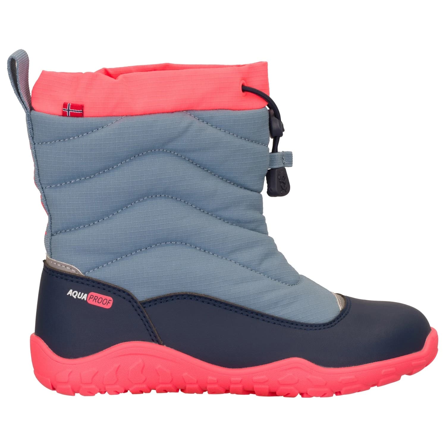 Детски зимни ботуши Trollkids Kid's Rosfjord Barefoot Winter Hiker Winter boots - Shadow Blue / Mystic Blue / Pink Salmon