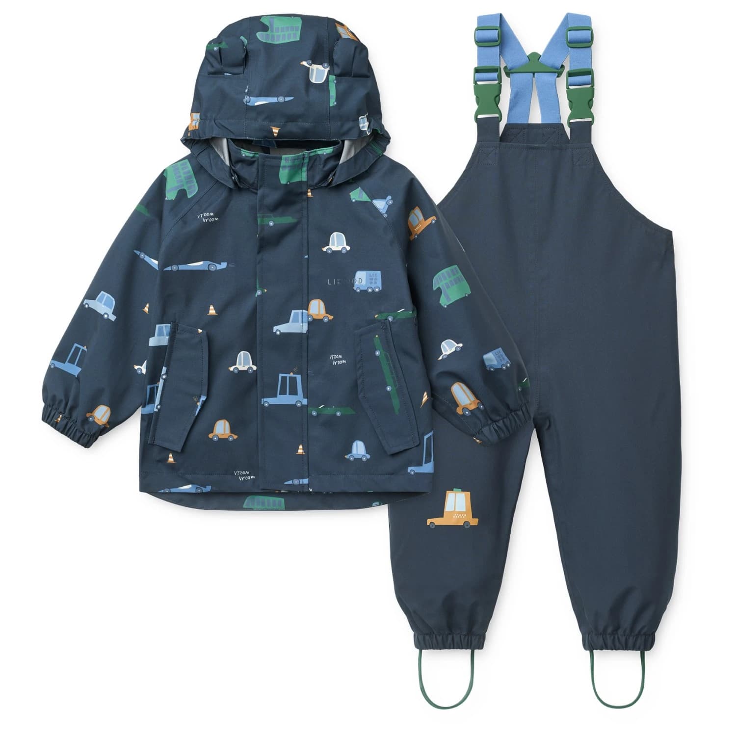 Детска грейка LIEWOOD Kid's Manu Rainwear Set Rain set - Cars / Classic Navy