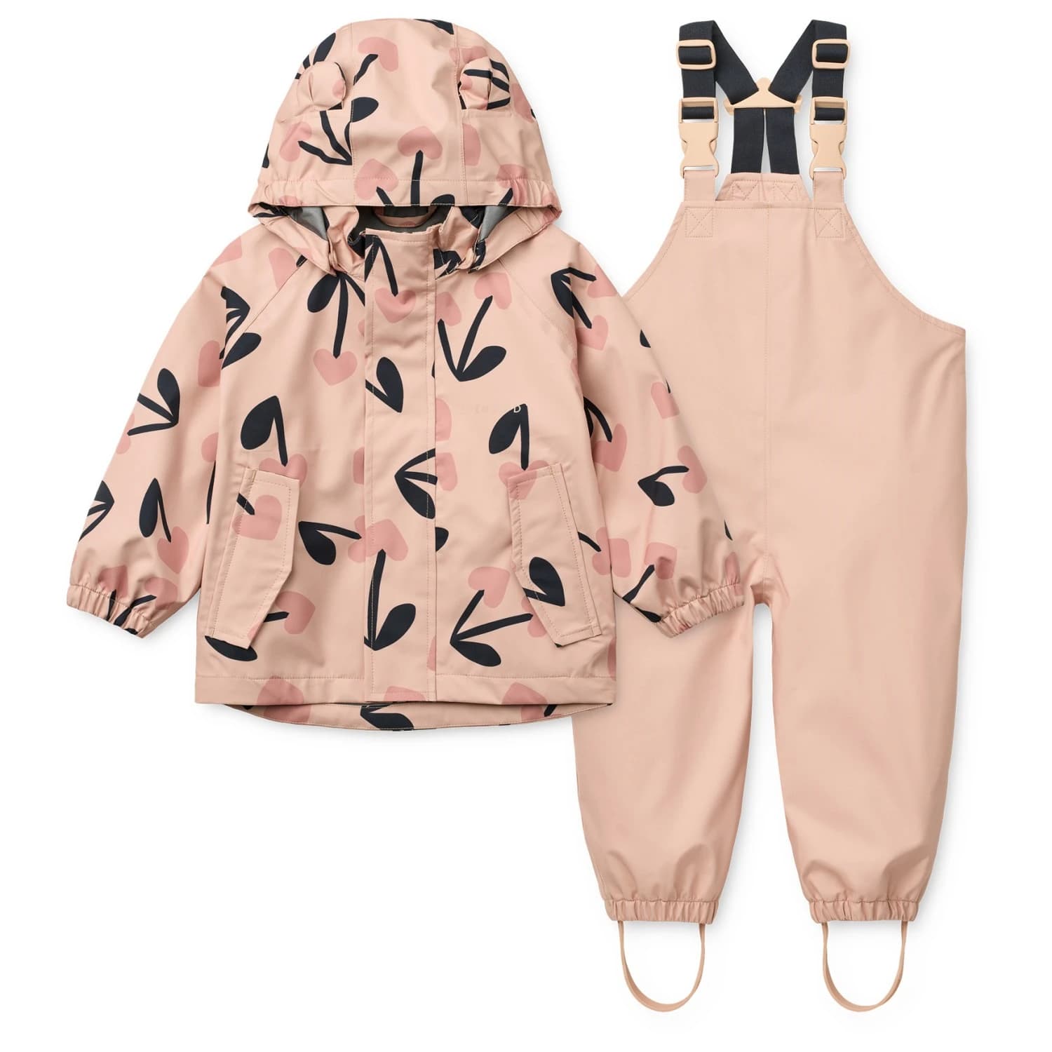 Детска грейка LIEWOOD Kid's Manu Rainwear Set Rain set - Mega Cherry Heart / Rosey Mix