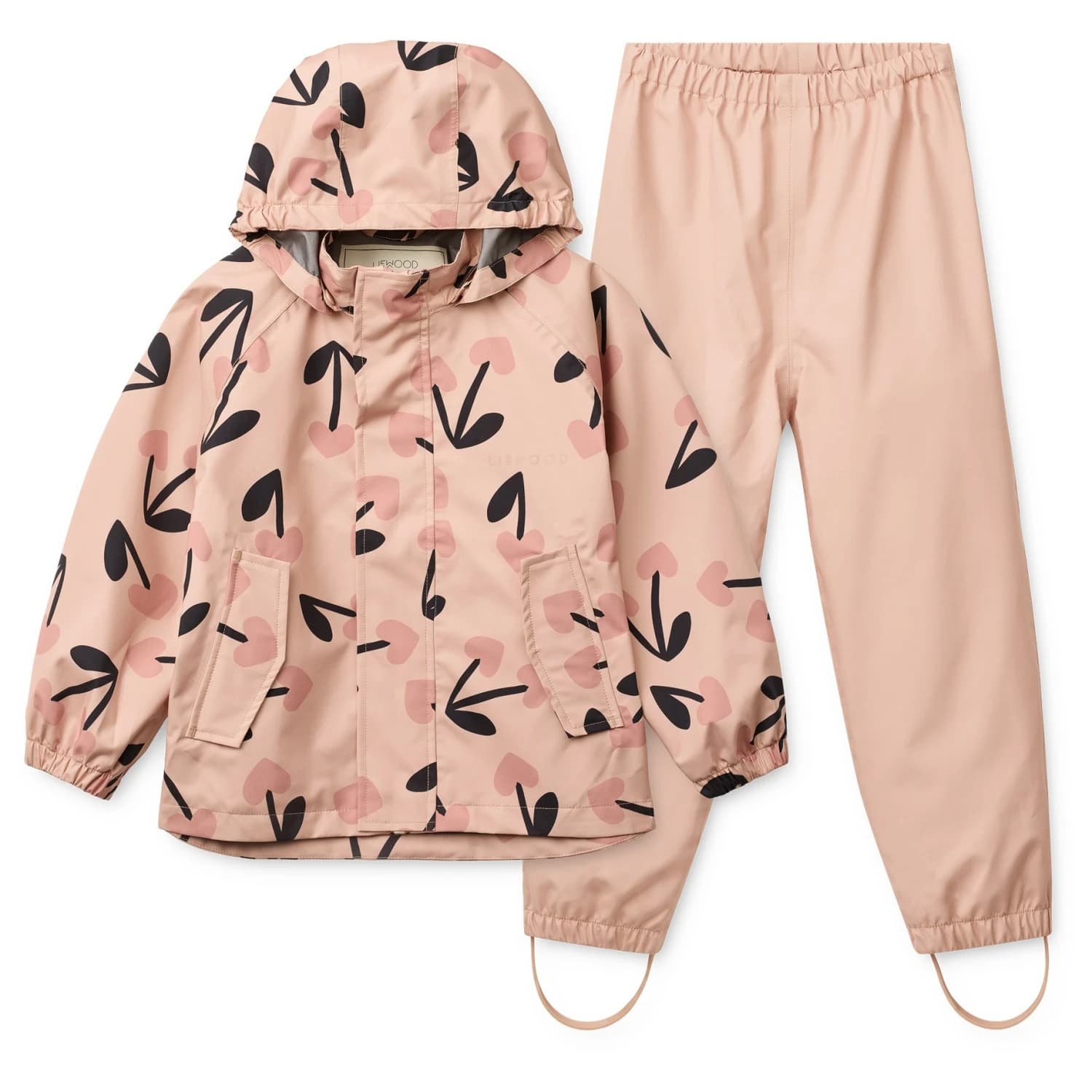 Детска грейка LIEWOOD Kid's Pedia Rainwear Set Rain set - Mega Cherry Heart / Rosey Mix
