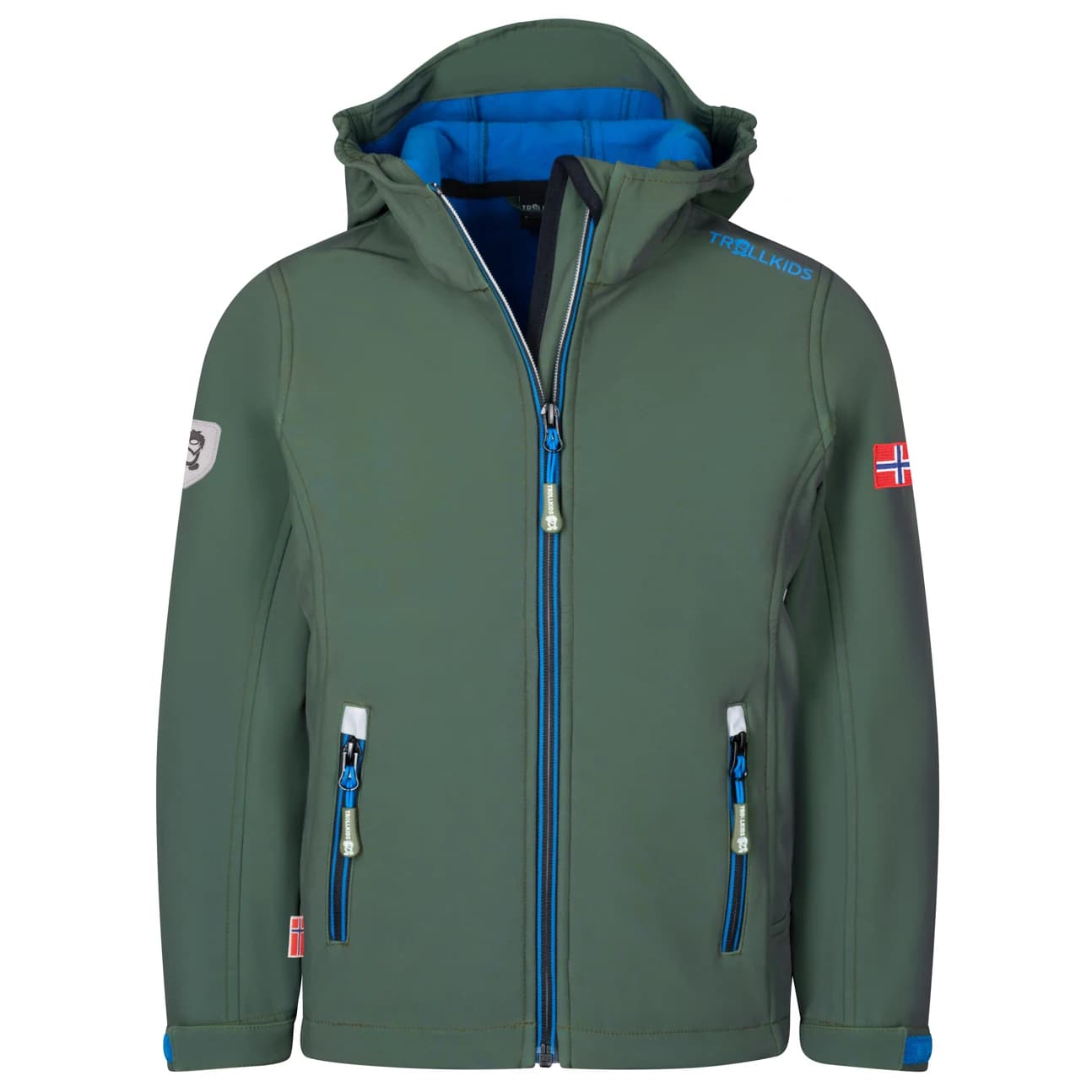 Детско софтшел яке Trollkids Kid's Trollfjord Jacket Softshell jacket - Ivy / Electric Blue / Black