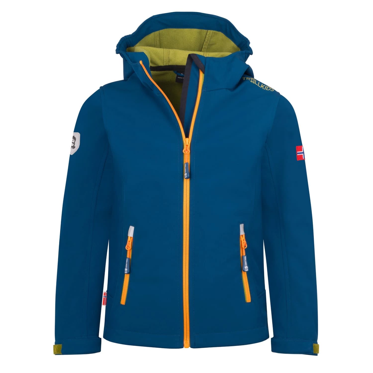 Детско софтшел яке Trollkids Kid's Trollfjord Jacket Softshell jacket - Madeira Blue / Pear Green