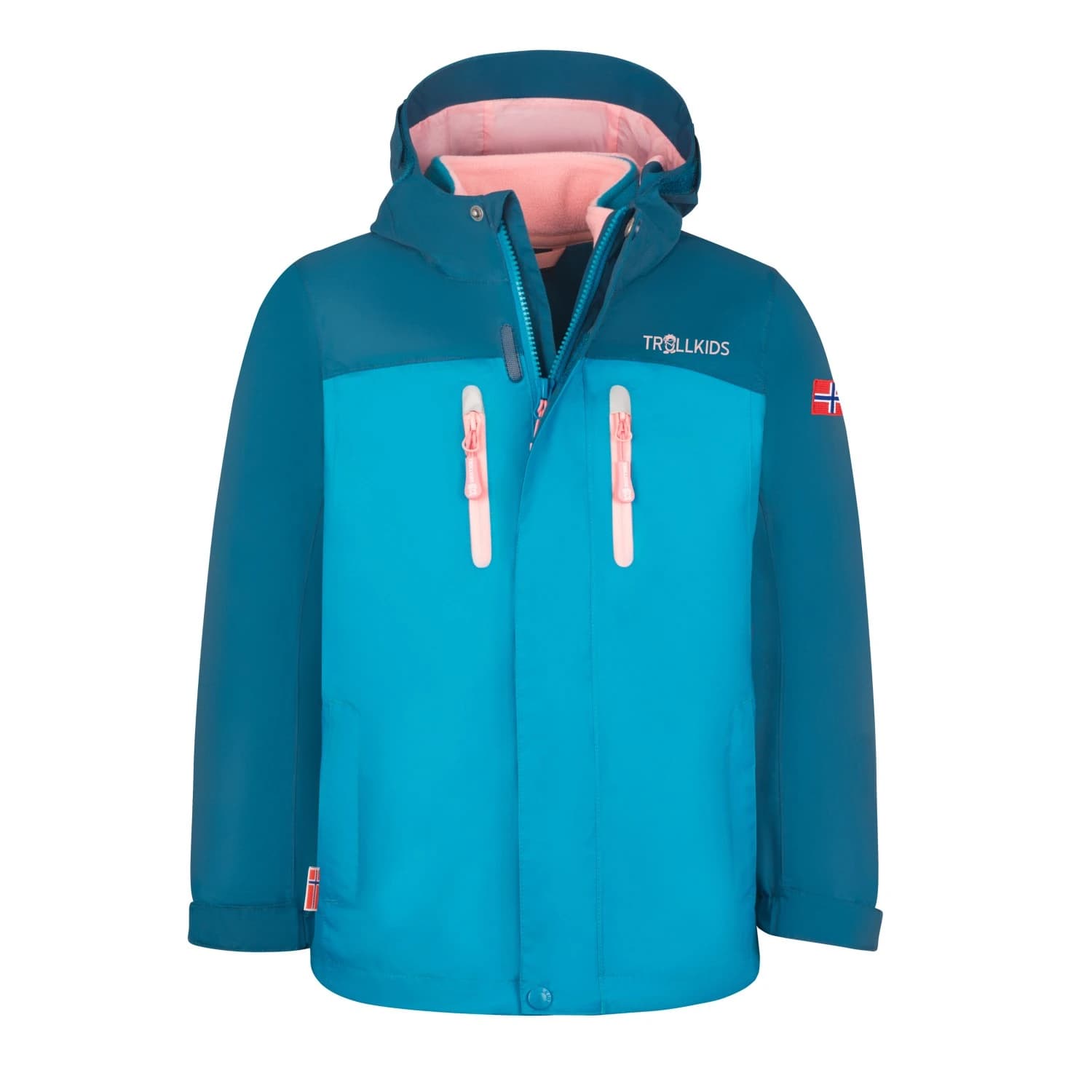 Детско 3-в-1 яке Trollkids Girl's Bryggen 3in1 Jacket 3-in-1 jacket - Madeira Blue / Harbor Blue / Peony Rose