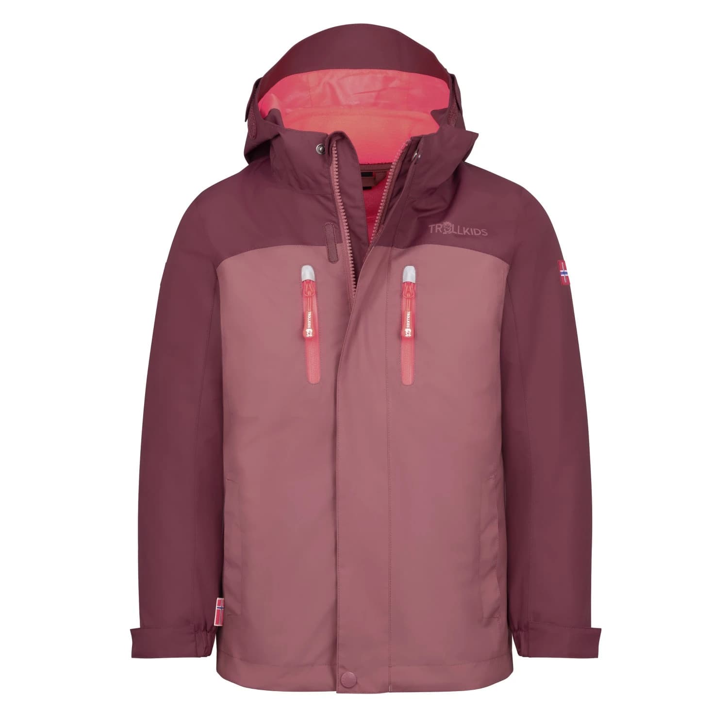 Детско 3-в-1 яке Trollkids Girl's Bryggen 3in1 Jacket 3-in-1 jacket - Frozen Berry / Deep Ruby