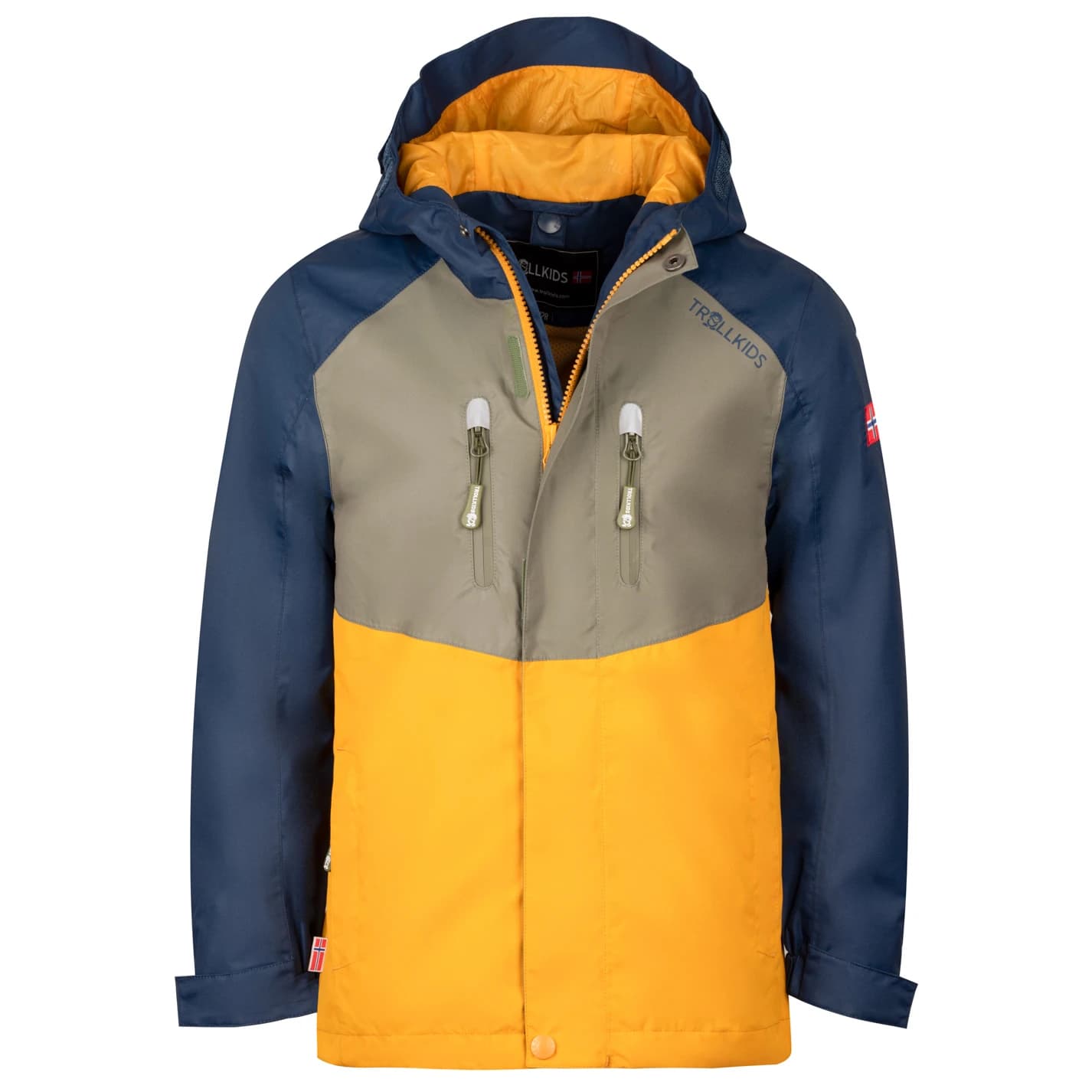 Детско 3-в-1 яке Trollkids Kid's Bryggen 3in1 Jacket 3-in-1 jacket - Moss / Golden Yellow / Mystic Blue