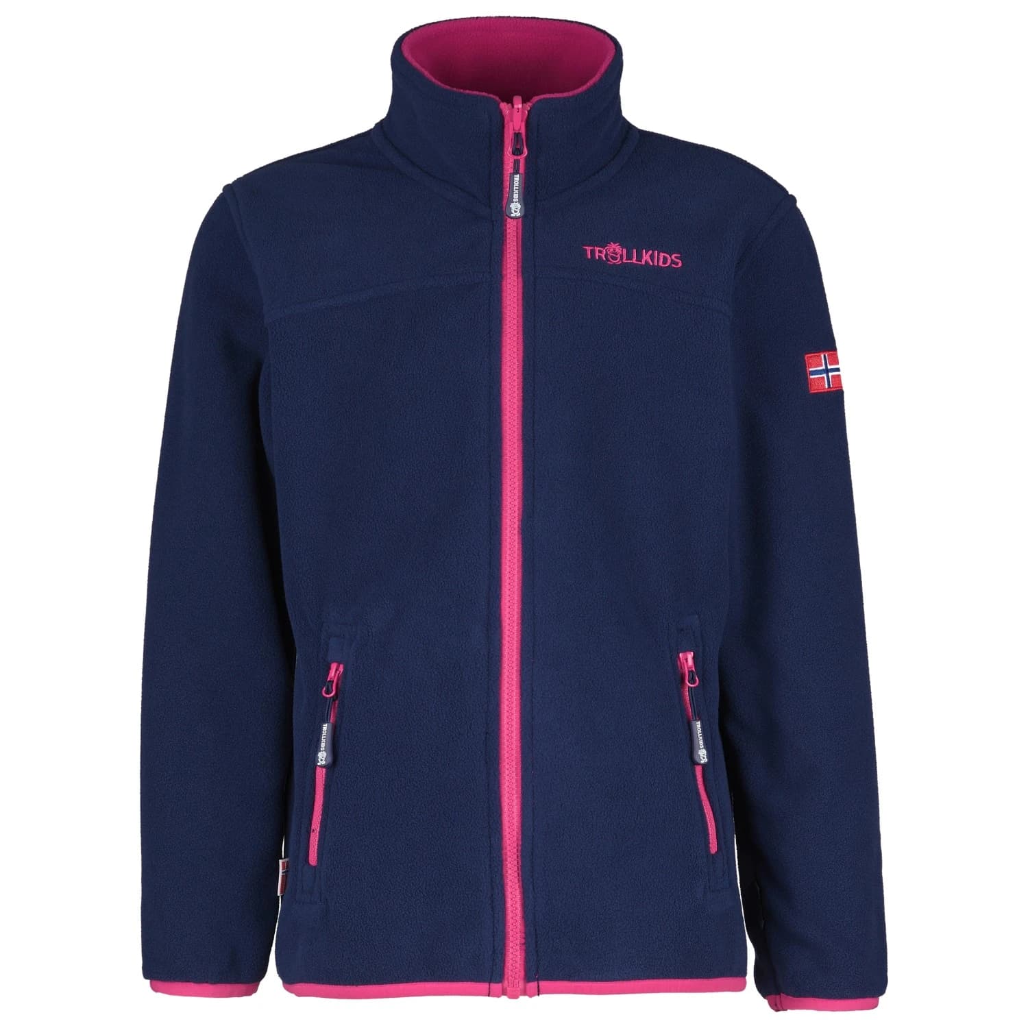 Детско поларено яке Trollkids Girls Oppdal Jacket XT Fleece jacket - Navy / Magenta