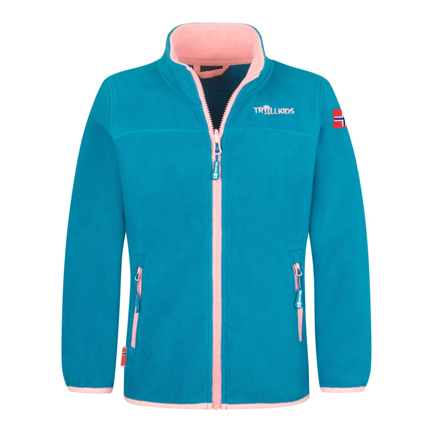 Детско поларено яке Trollkids Girls Oppdal Jacket XT Fleece jacket - Harbor Blue / Peony Rose
