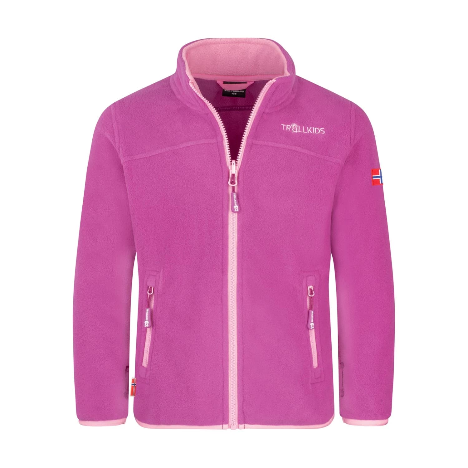 Детско поларено яке Trollkids Girls Oppdal Jacket XT Fleece jacket - Fresh Berry / Candy Pink