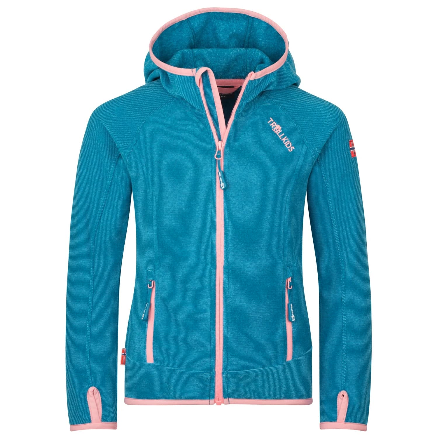 Детско поларено яке Trollkids Girls Sandefjord Jacket Fleece jacket - Harbor Blue / Peony Rose