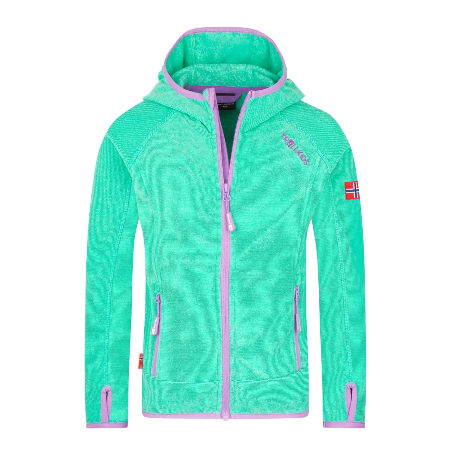 Детско поларено яке Trollkids Girls Sandefjord Jacket Fleece jacket - Aquamarine / Violet Sorbet