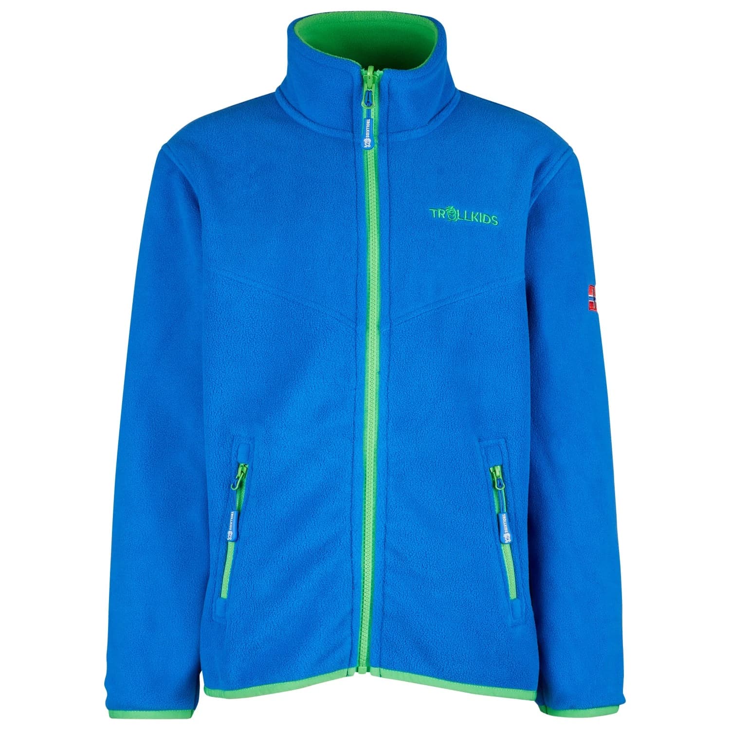 Детско поларено яке Trollkids Kids Oppdal Jacket XT Fleece jacket - Medium Blue / Bright Green