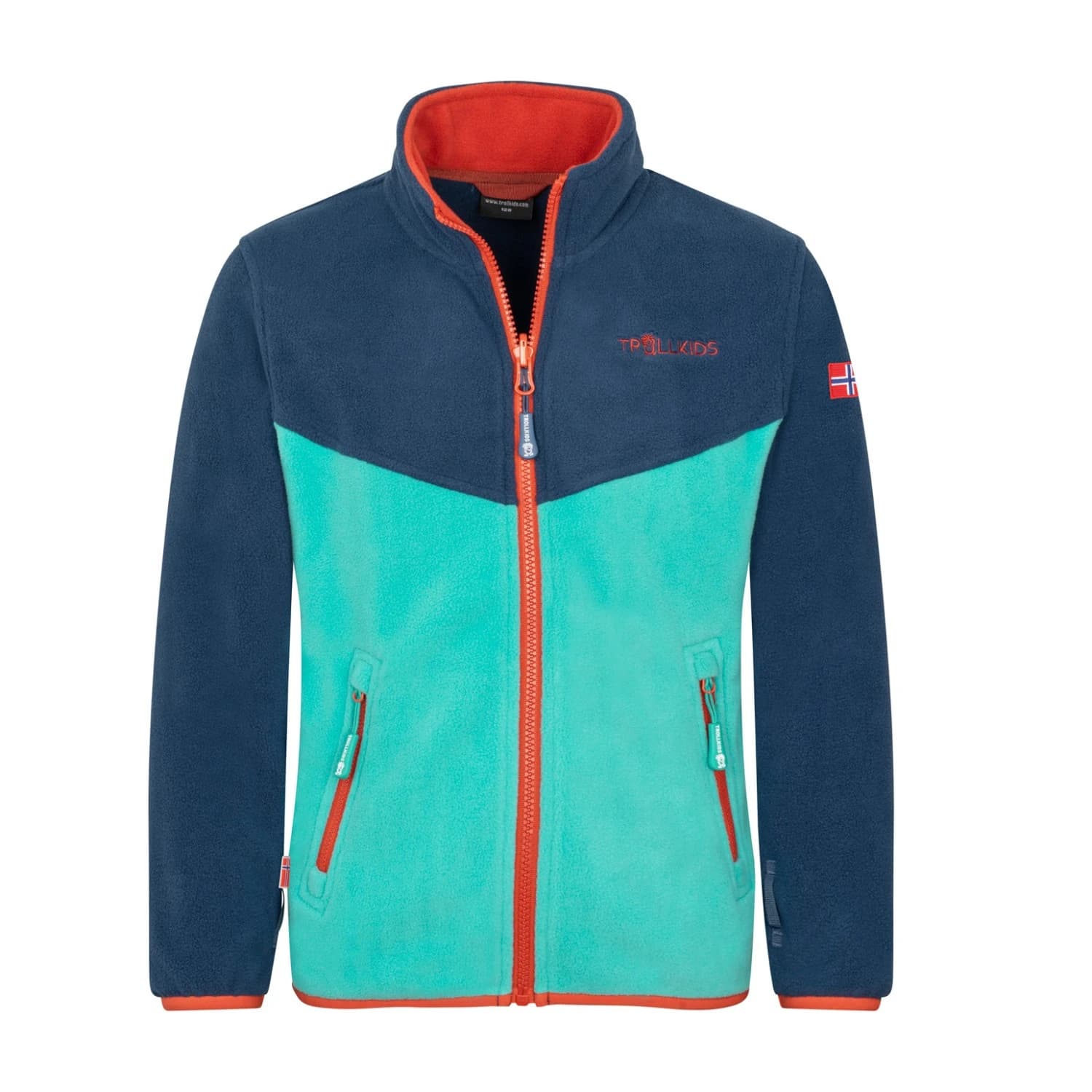 Детско поларено яке Trollkids Kids Oppdal Jacket XT Fleece jacket - Mystic Blue / Blue Coral