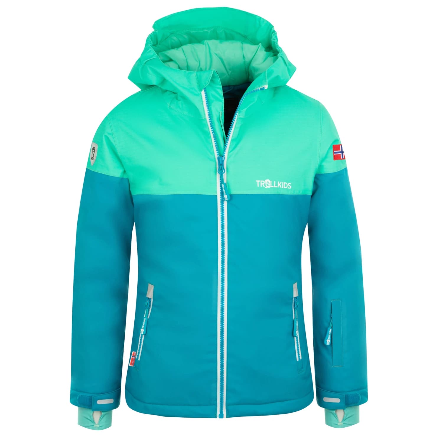 Детско ски яке Trollkids Girl's Hallingdal Jacket Winter jacket - Light Petrol / Dark Mint / White