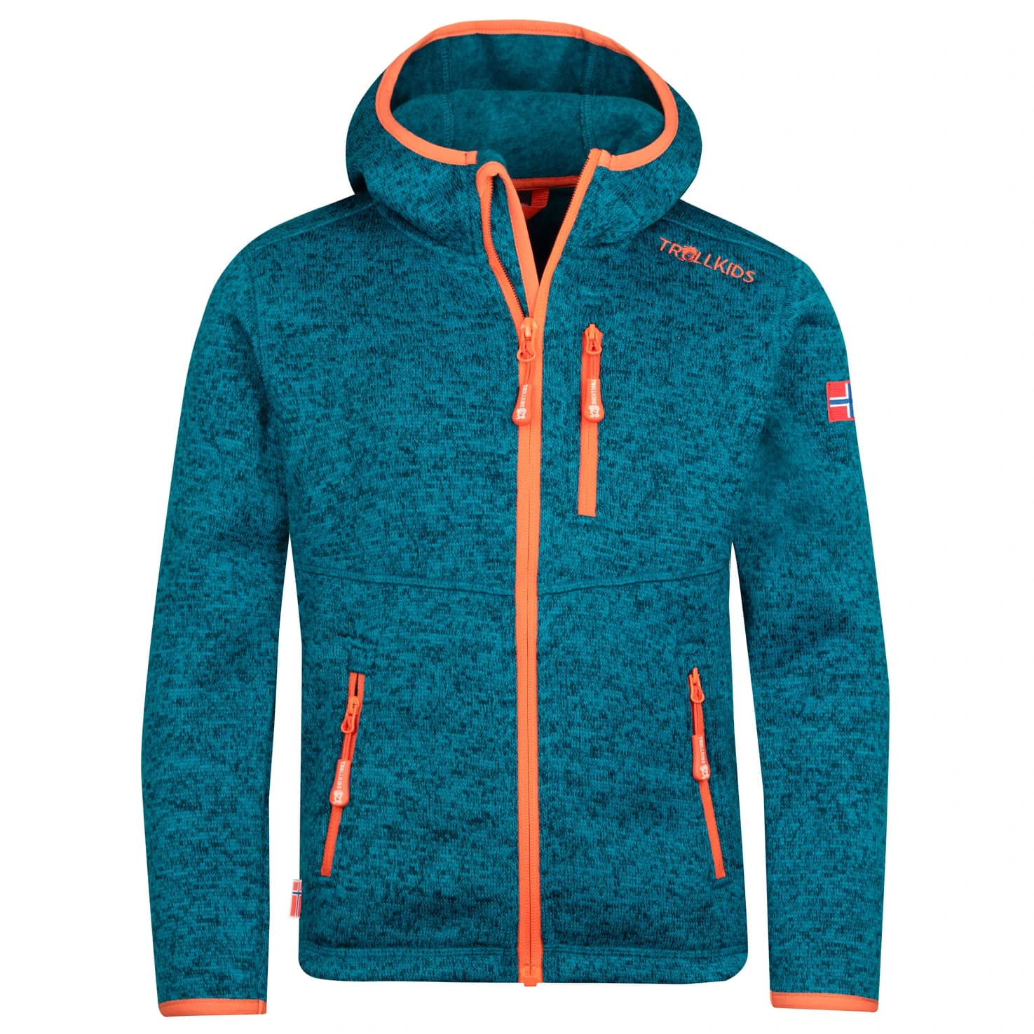 Детско поларено яке Trollkids Kid's Jondalen Jacket XT Fleece jacket - Atlantic Blue / Glow Orange