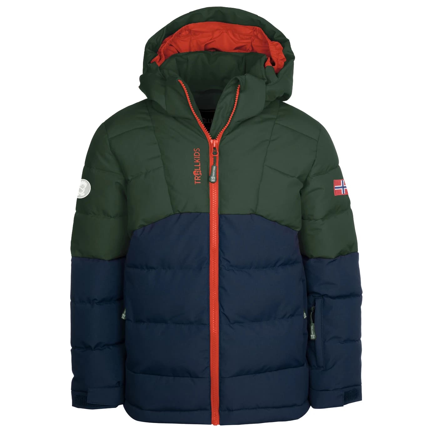 Детско зимно яке Trollkids Kid's Gryllefjord Jacket Winter jacket - Forest Green / Navy / Flame Orange