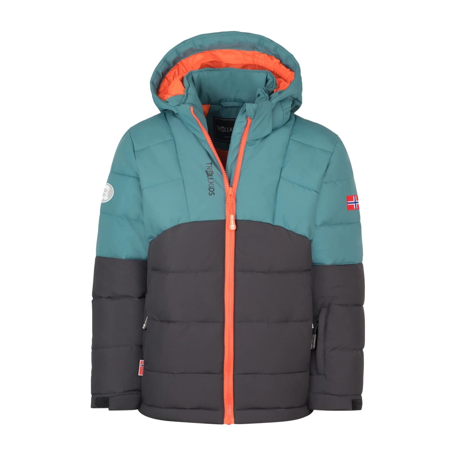 Детско зимно яке Trollkids Kid's Gryllefjord Jacket Winter jacket - Stormy Blue / Black / Flame Orange