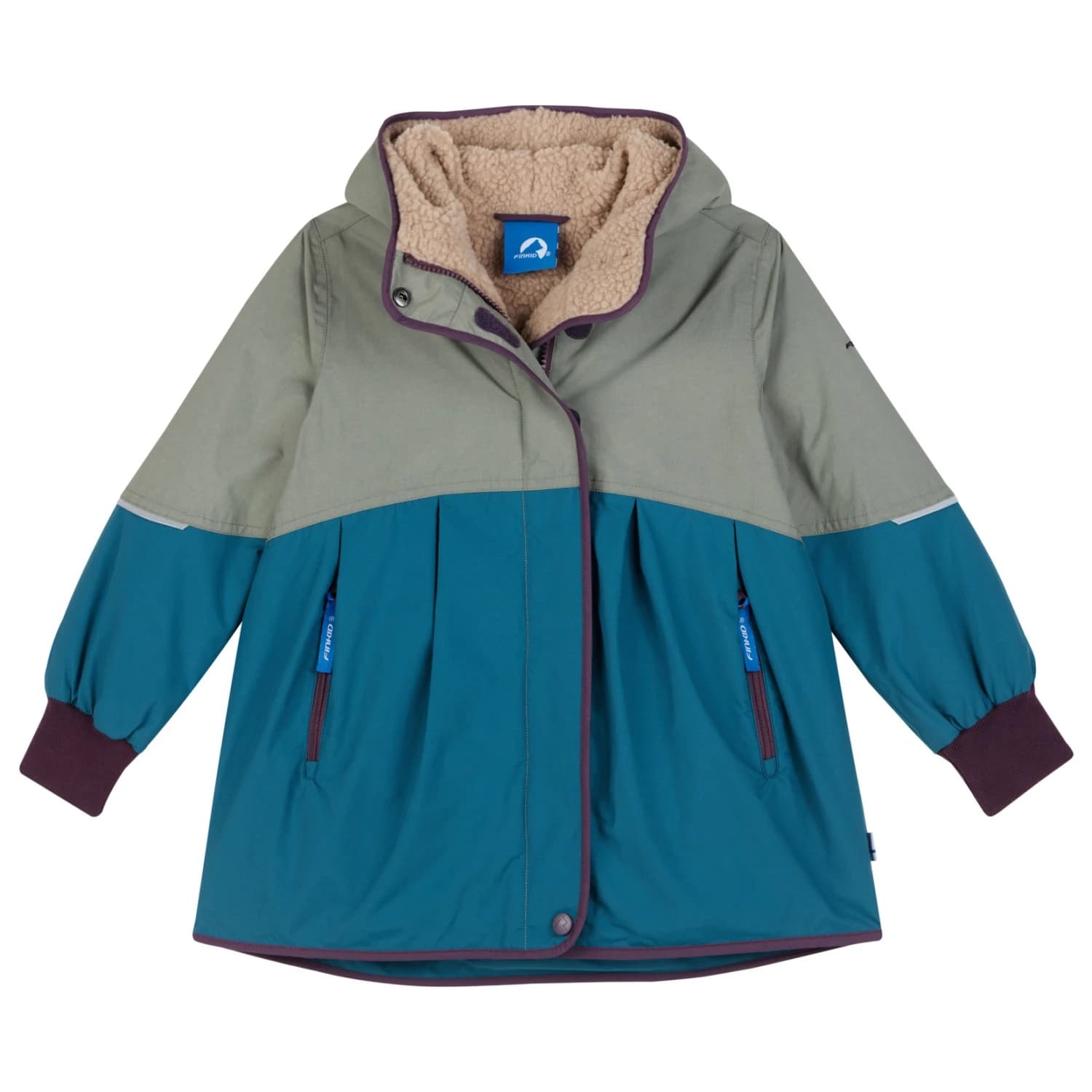 Детско палто Finkid Kid's Aina Mukka Coat - Vetiver / Plum