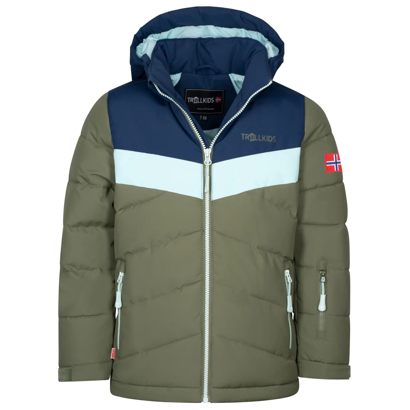 Детско зимно яке Trollkids Girl's Gryllefjord Jacket Winter jacket - Navy / Dusky Olive / Frosty Mint