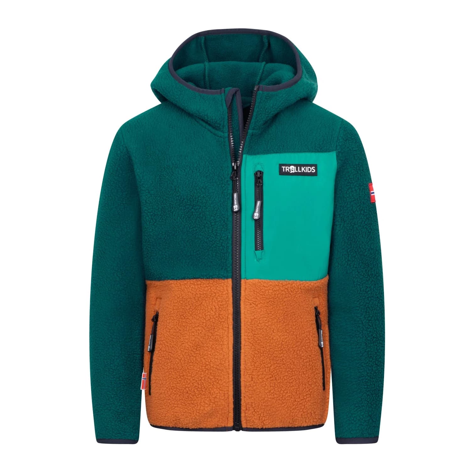 Детско поларено яке Trollkids Kid's Aurlandsfjord Jacket Fleece jacket - Midnight Petrol / Teak Brown