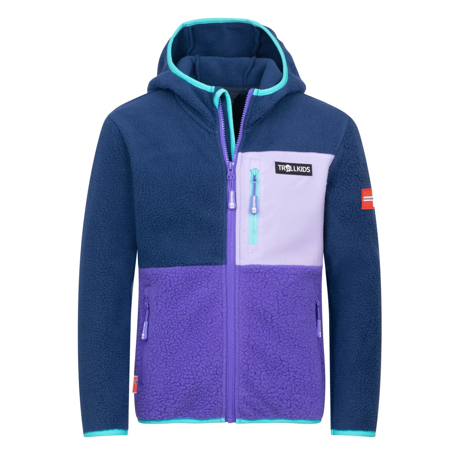 Детско поларено яке Trollkids Kid's Aurlandsfjord Jacket Fleece jacket - Wisteria Purple / Mystic Blue