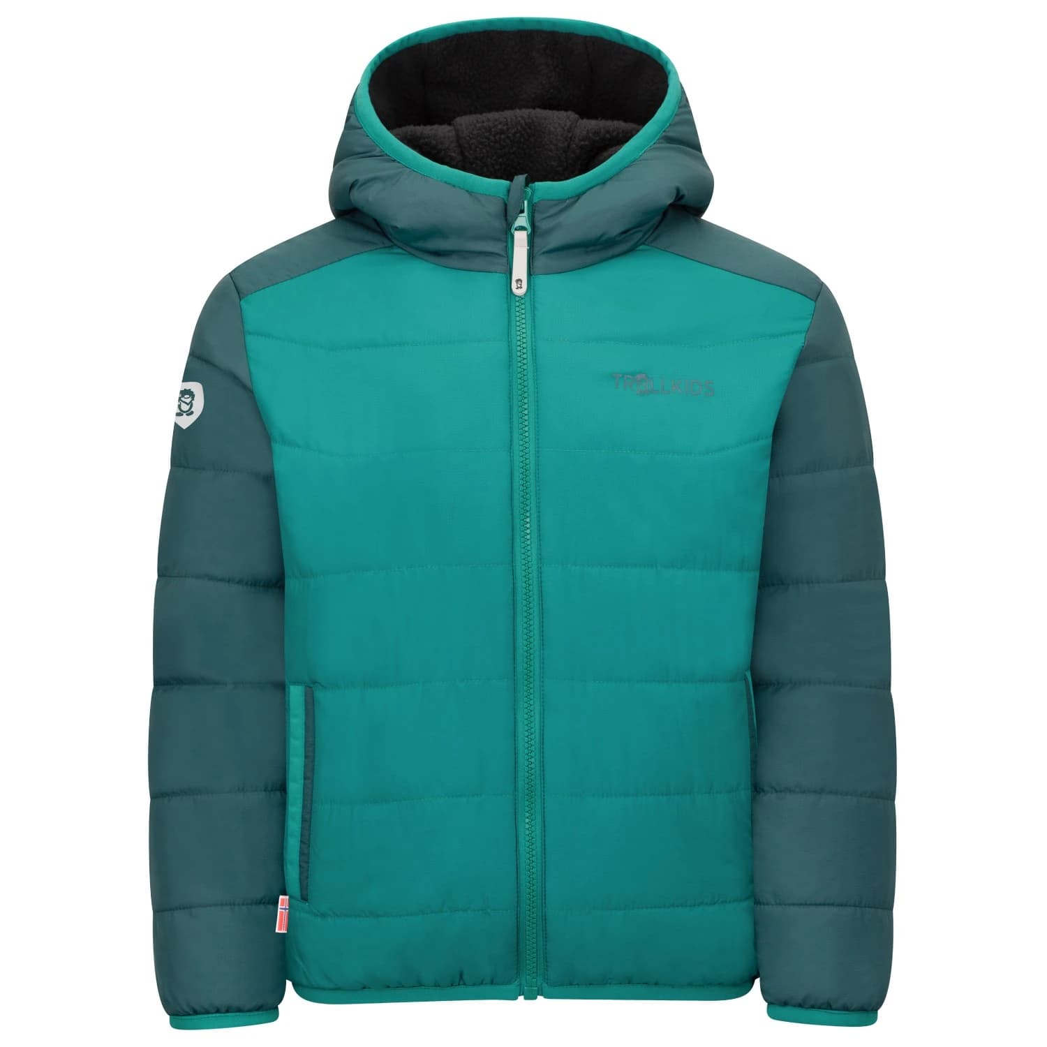 Детско поларено яке Trollkids Kid's Sandvika Turnover Jacket Fleece jacket - Dark Cyan / Midnight Petrol / Black
