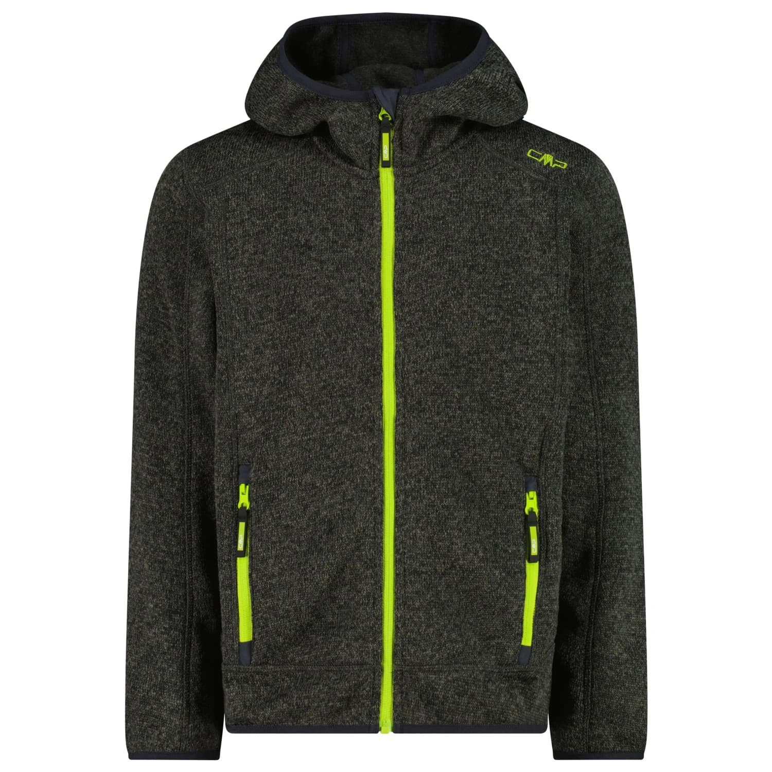 Поларено яке Cmp Boy's Jacket Fix Hood Jacquard Knitted Fleece jacket - Pine Lighter