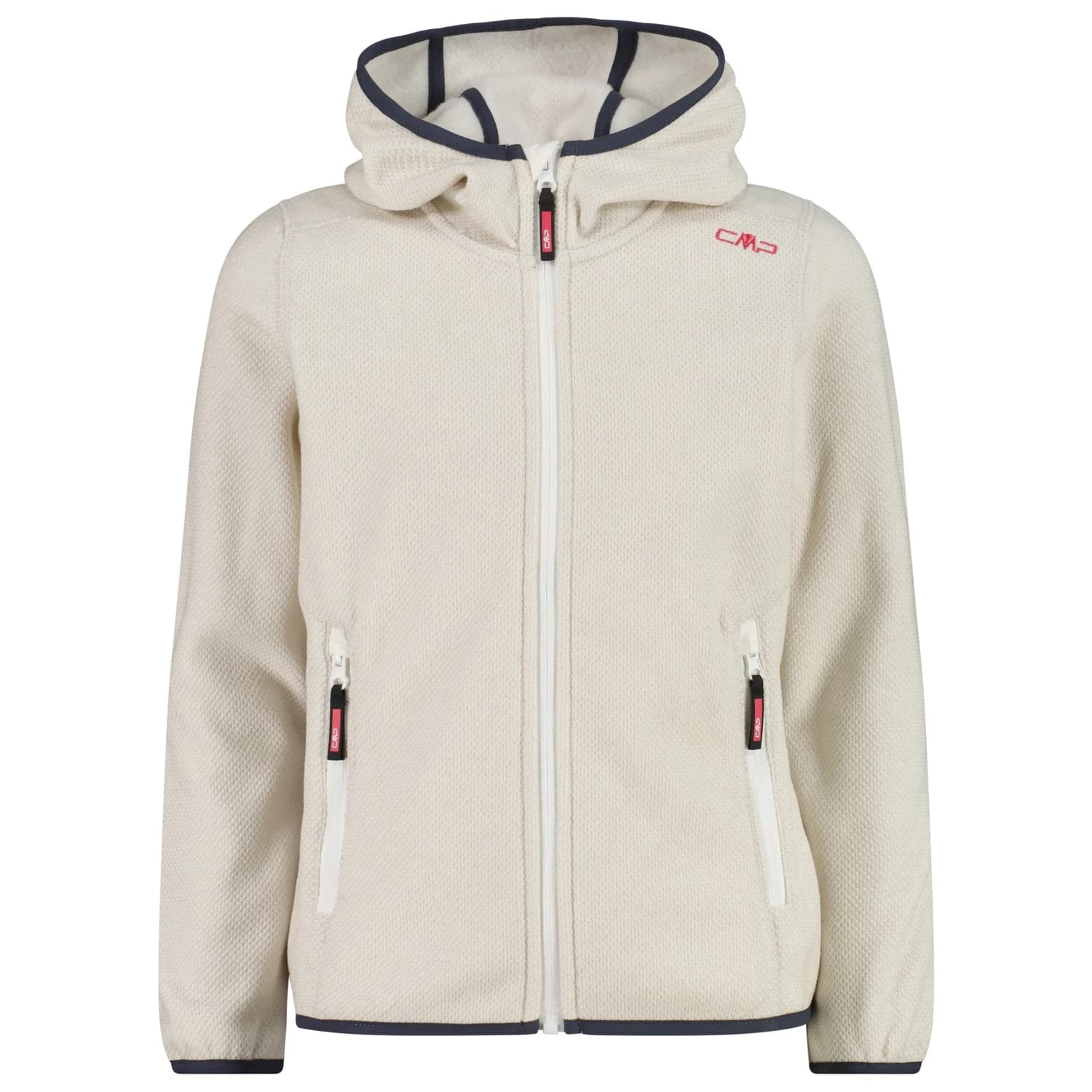 Поларено яке CMP Girl's Jacket Fix Hood Jacquard Knitted 3H19825 Fleece jacket - B.Co Gesso / Vaniglia