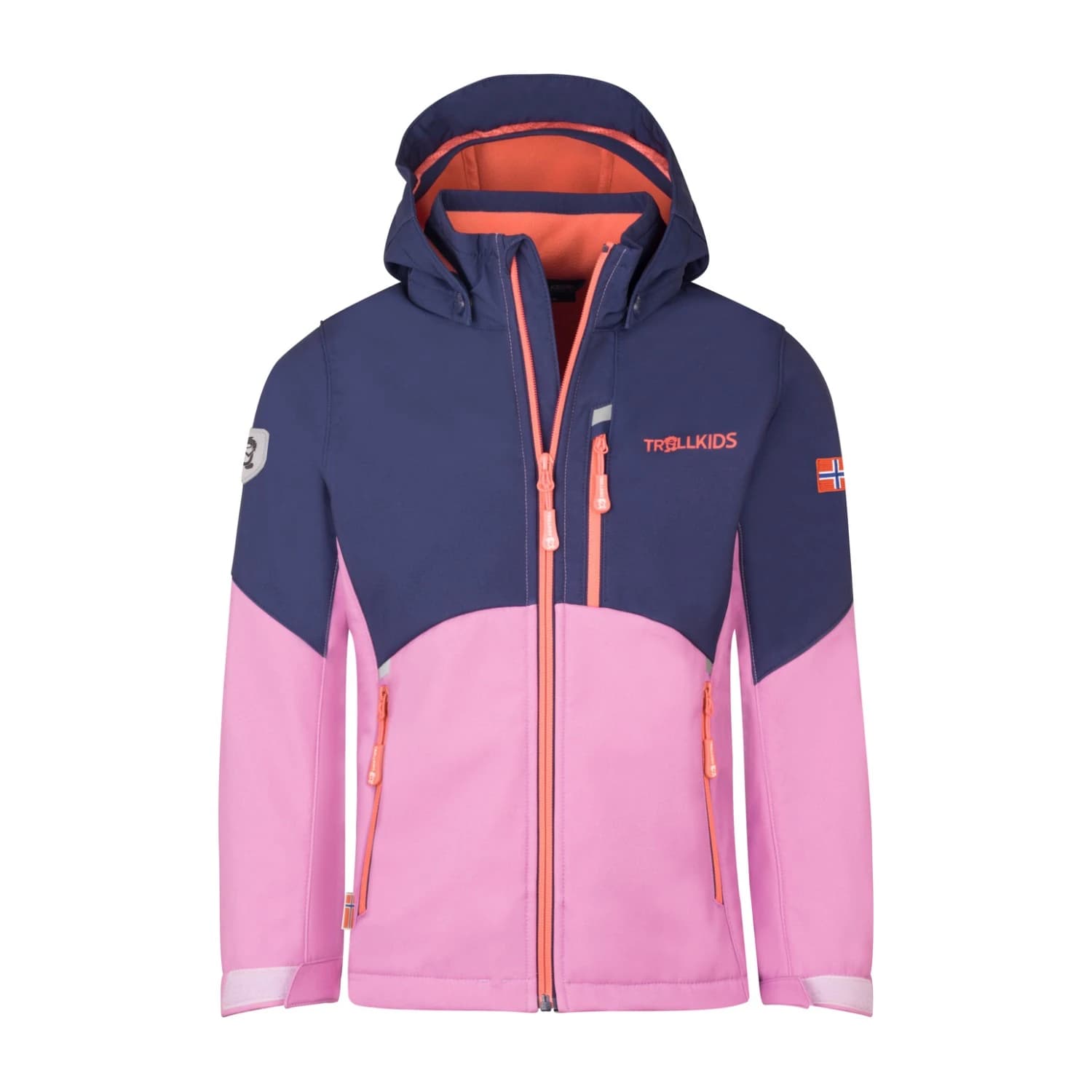 Детско софтшел яке Trollkids Girl's Balestrand Jacket Softshell jacket - Deep Violet / Light Violet / Coral Pink