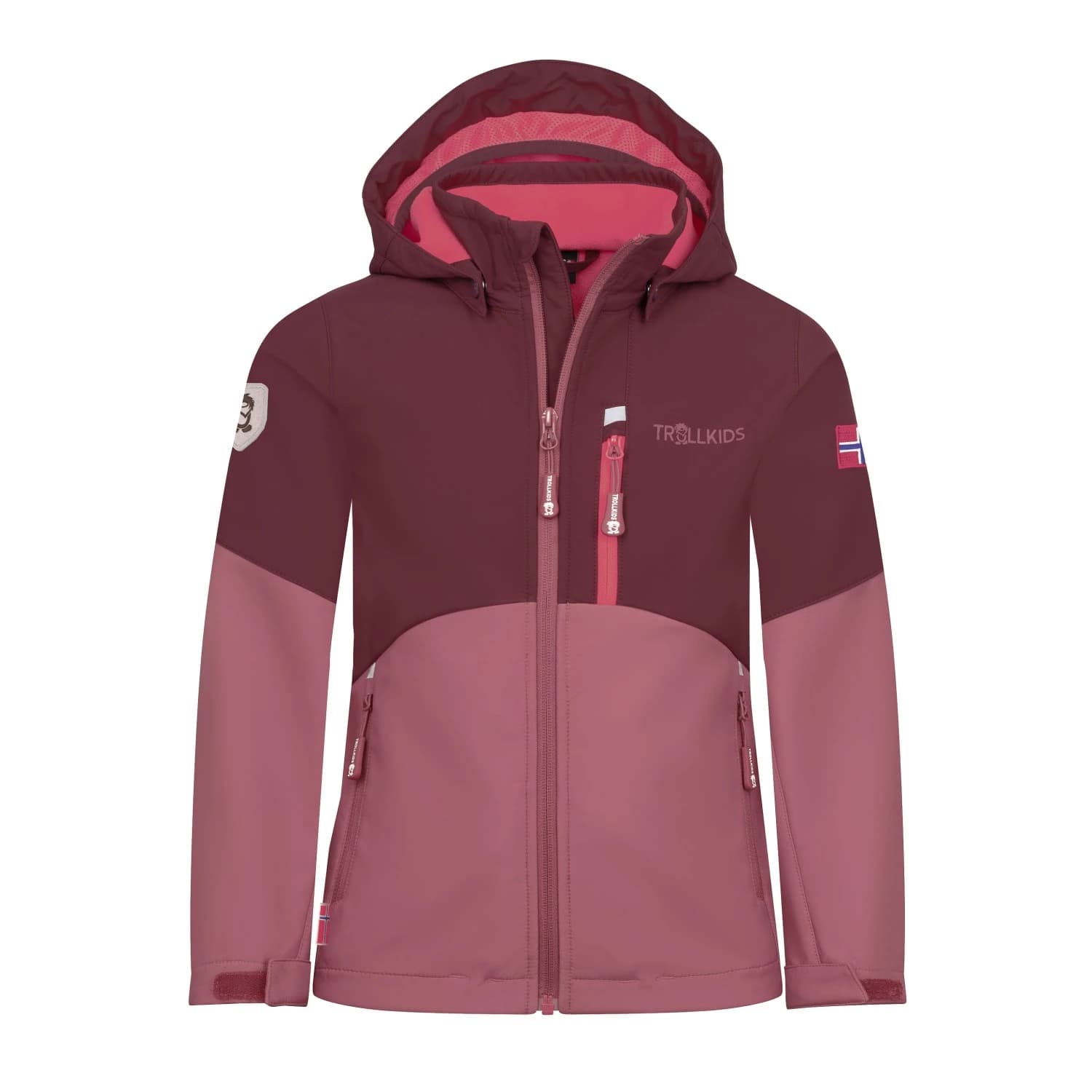 Детско софтшел яке Trollkids Girl's Balestrand Jacket Softshell jacket - Frozen Berry / Deep Ruby