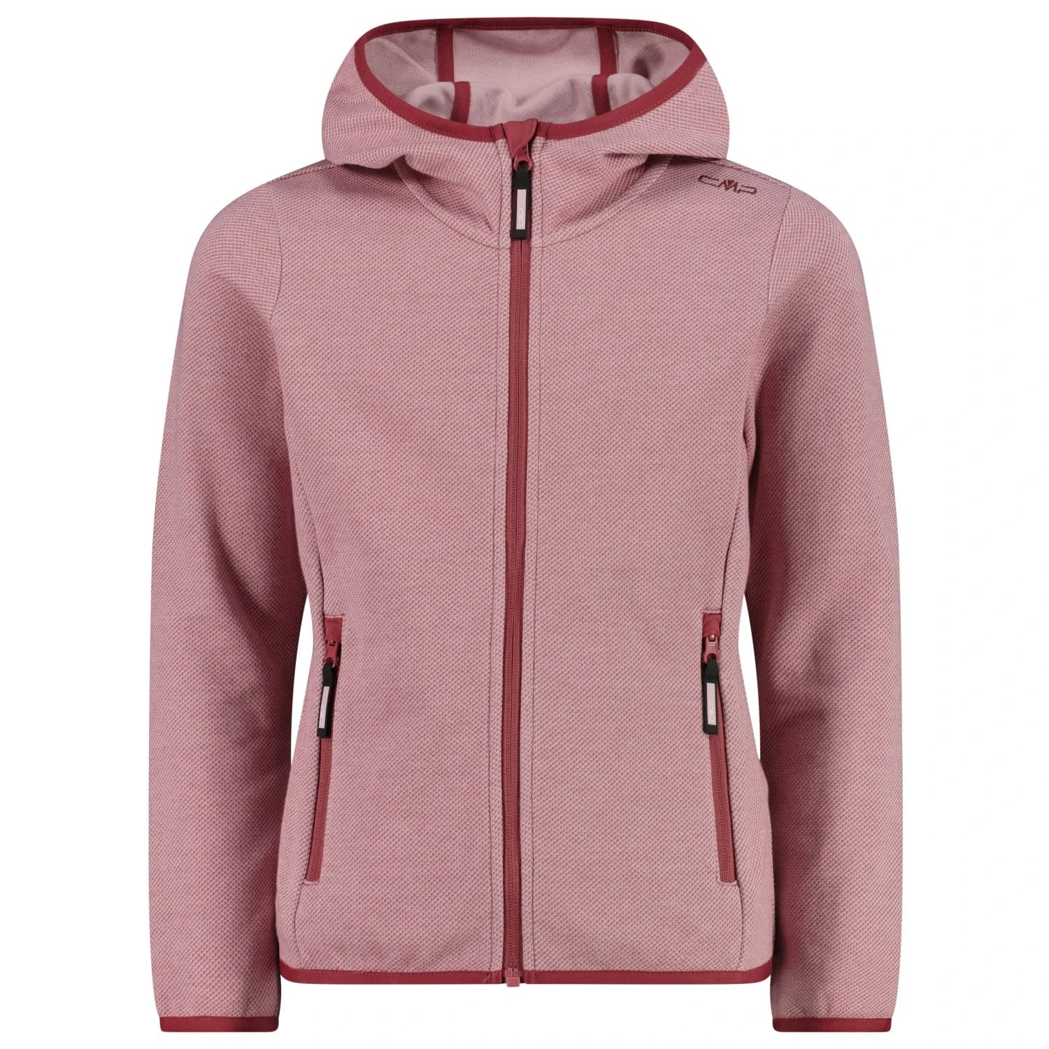 Поларено яке CMP Girl's Jacket Fix Hood Jacquard Knitted Fleece jacket - Dawn Pink / Peony