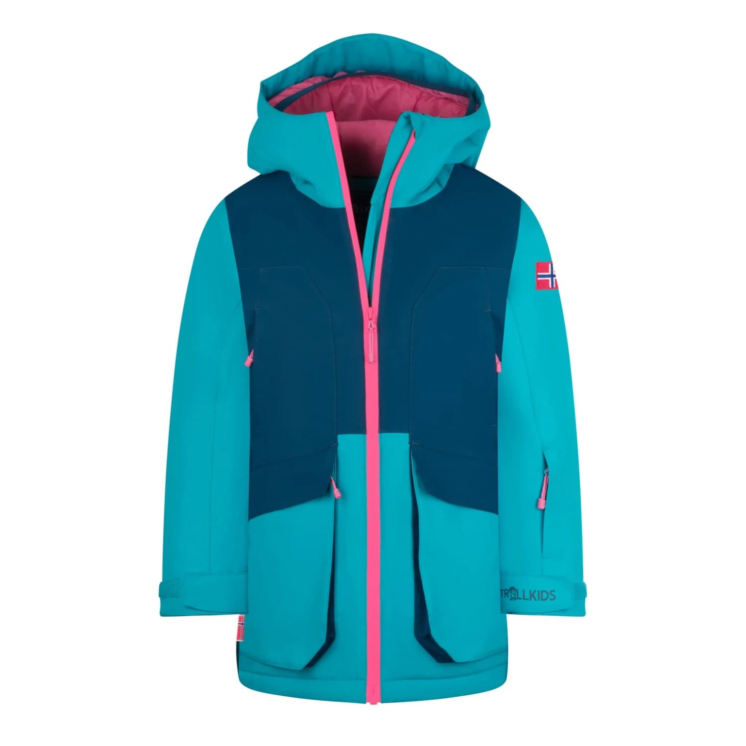 Детско ски яке Trollkids Girl's Kongsberg Jacket Winter jacket - Madeira Blue / Dark Turquoise / Light Magenta