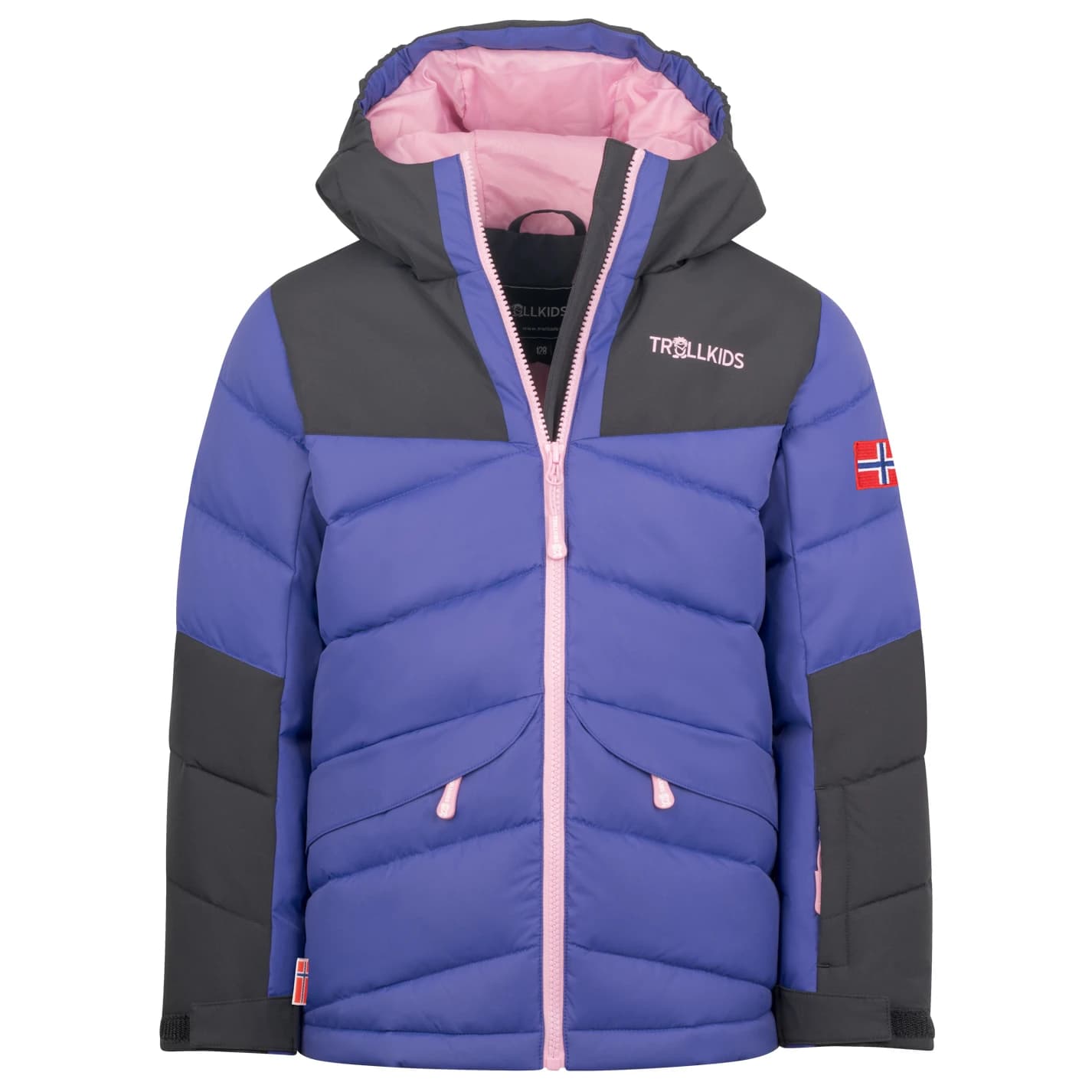 Детско синтетично яке Trollkids Girl's Narvik Jacket Pro Synthetic jacket - Dark Purple / Black / Guave
