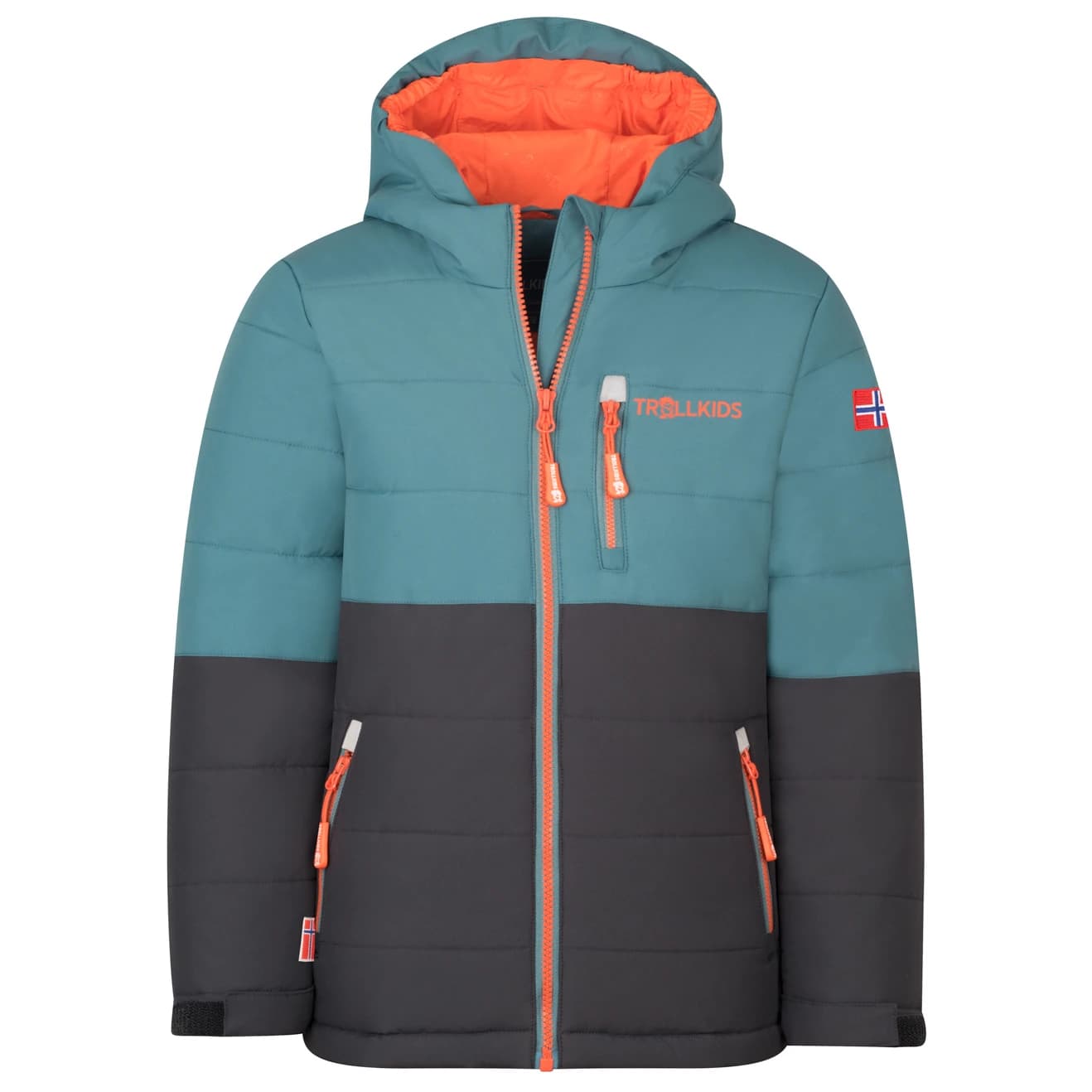 Детско ски яке Trollkids Kid's Hemsedal Snow Jacket XT Ski jacket - Stormy Blue / Black / Flame Orange
