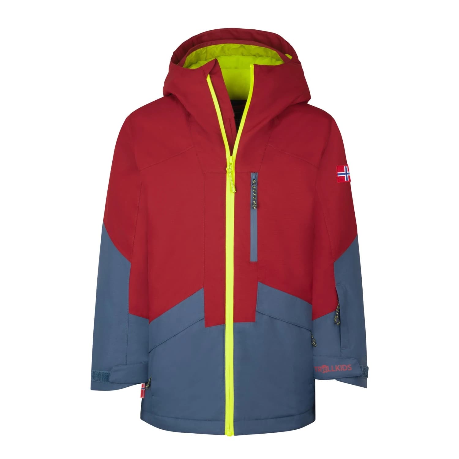 Детско ски яке Trollkids Kid's Kongsberg Jacket Winter jacket - Carmin Red / Mystic Blue / Glow Green