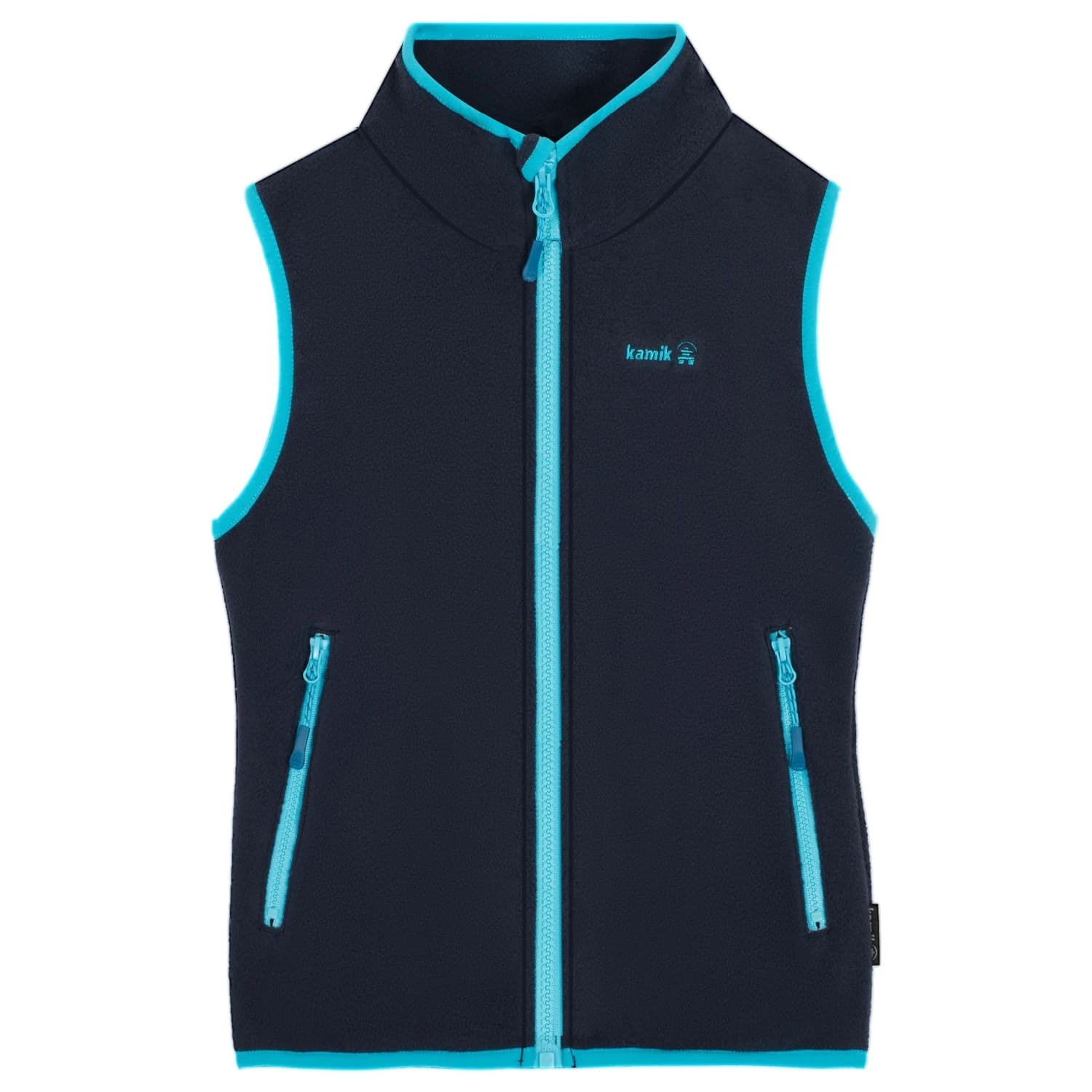 Детски поларен елек Kamik Kid's Dawn Fleece vest - Midnight / Cyan