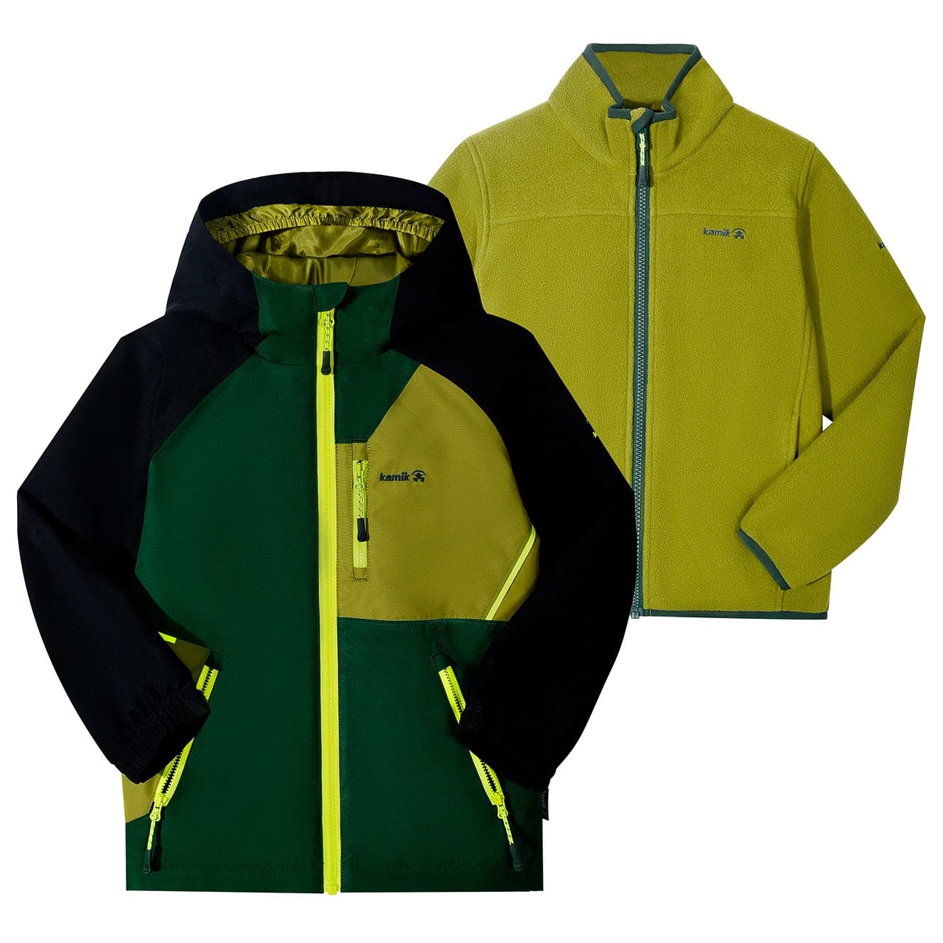 Детско 3-в-1 яке Kamik Kid's Silas Waterproof jacket - Green / Black