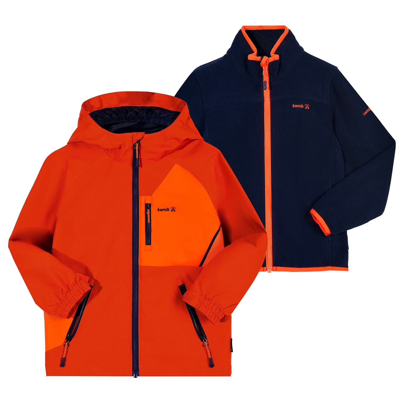 Детско 3-в-1 яке Kamik Kid's Silas Waterproof jacket - Clay / Flame